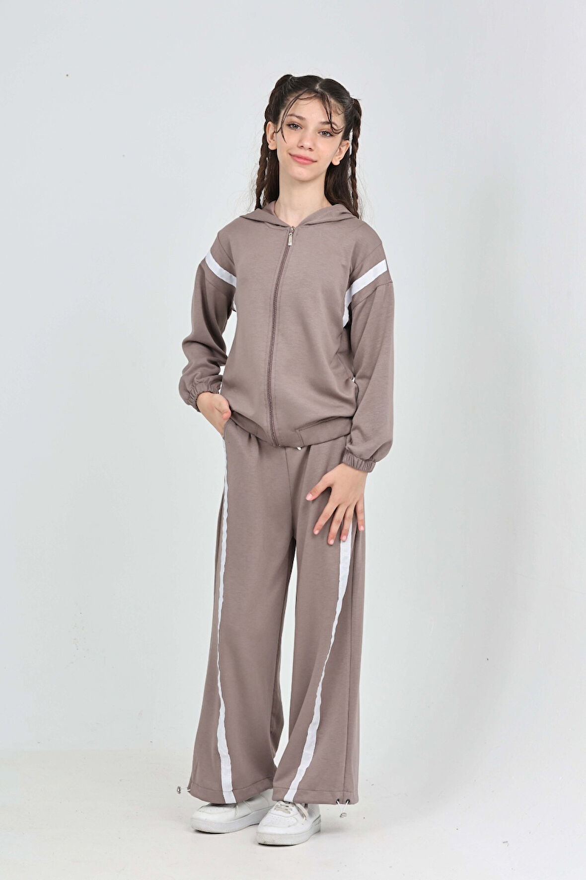 Toontoy Kız Çocuk Şerit Detaylı Eşofman Takım