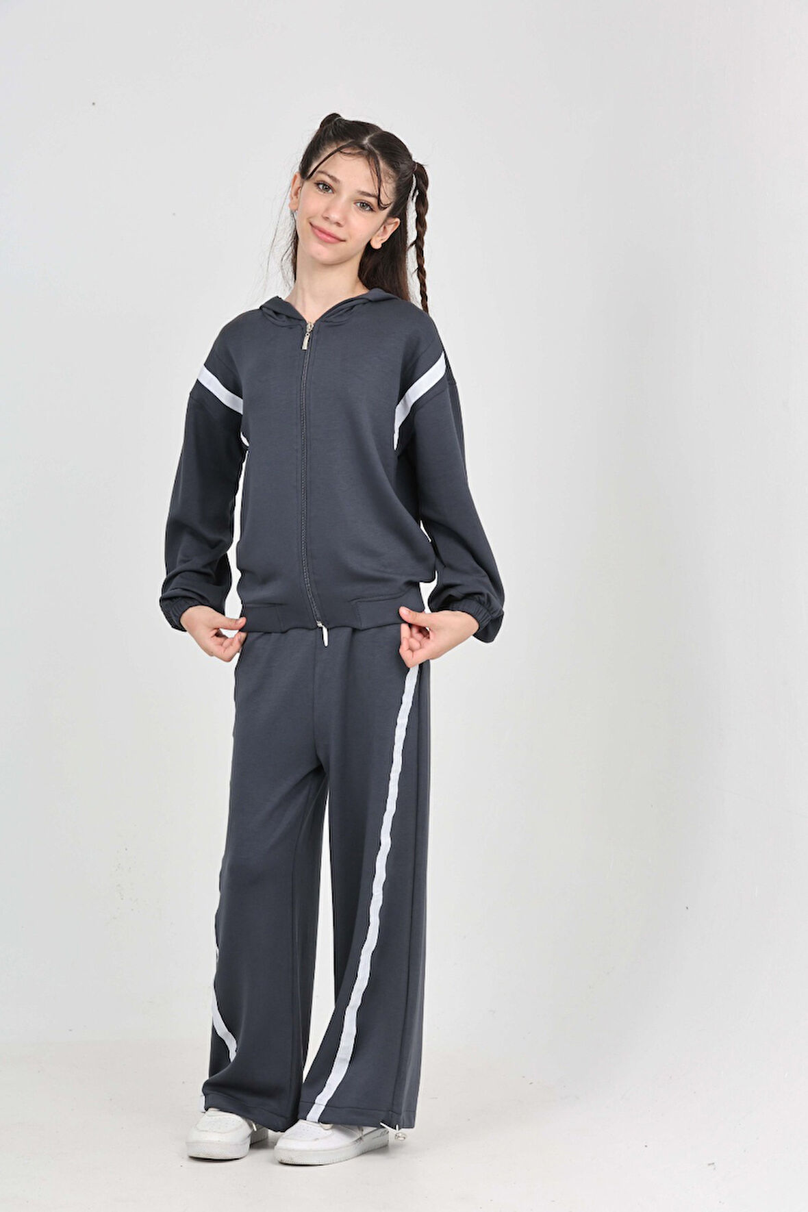 Toontoy Kız Çocuk Şerit Detaylı Eşofman Takım