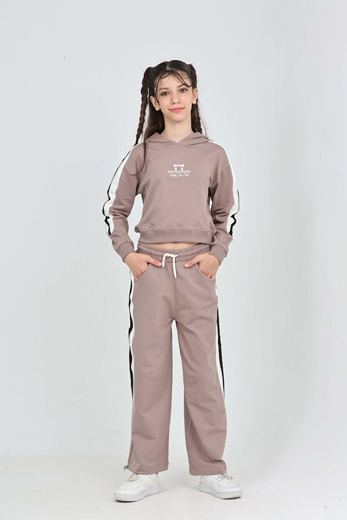 Toontoy Kız Çocuk Fiyonk Nakışlı Eşofman Takım