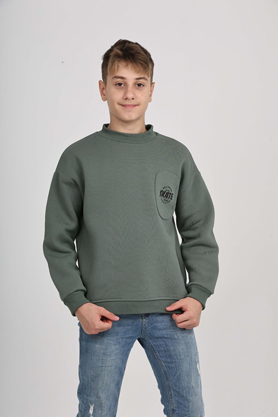 Toontoy Erkek Çocuk Cep Skate Baskılı Sweatshirt