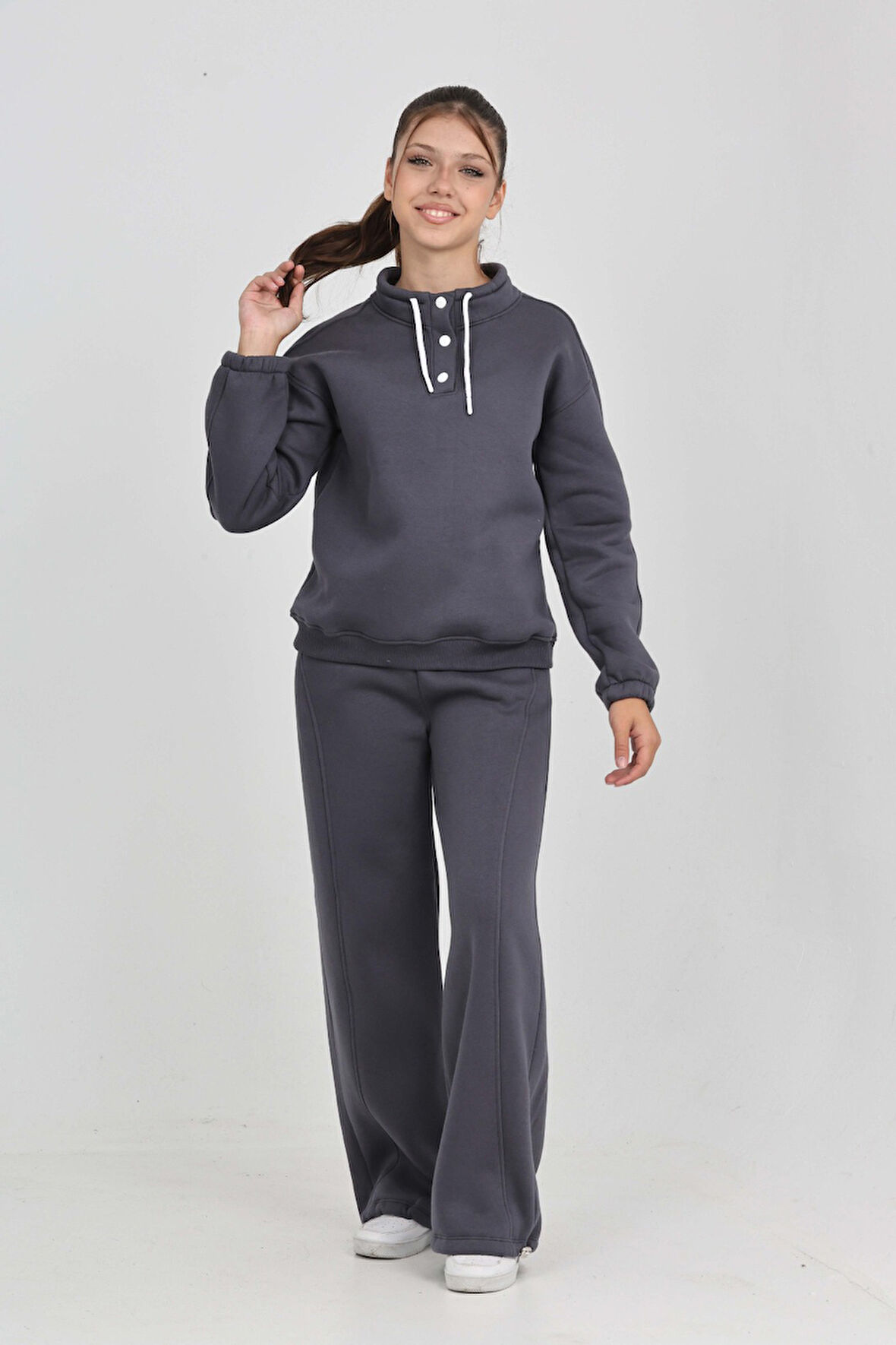 Toontoy Kız Çocuk Yaka Çıtçıtlı Eşofman Takım