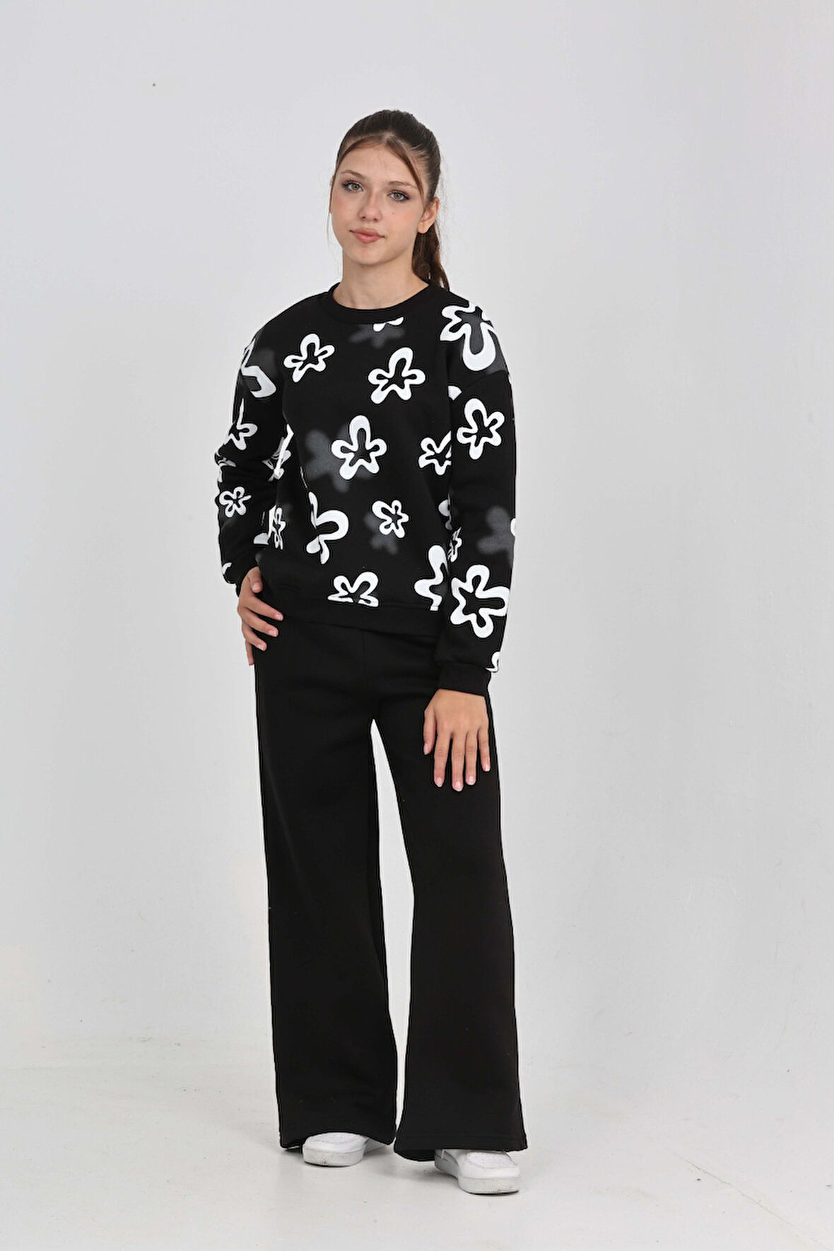 Toontoy Kız Çocuk Çiçek Baskılı Eşofman Takım