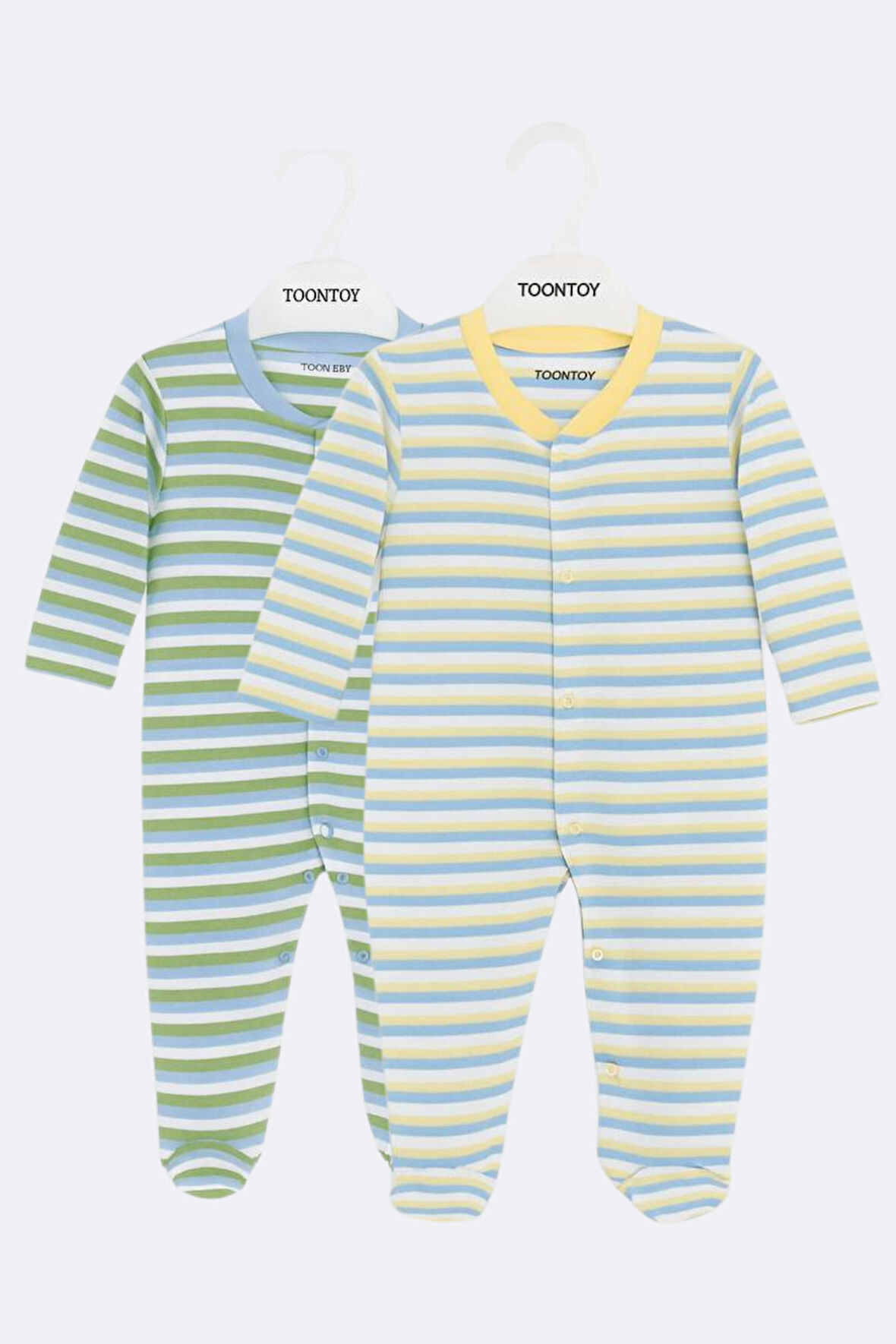 Toontoy Unisex Çizgili 2 Li Patikli Tulum