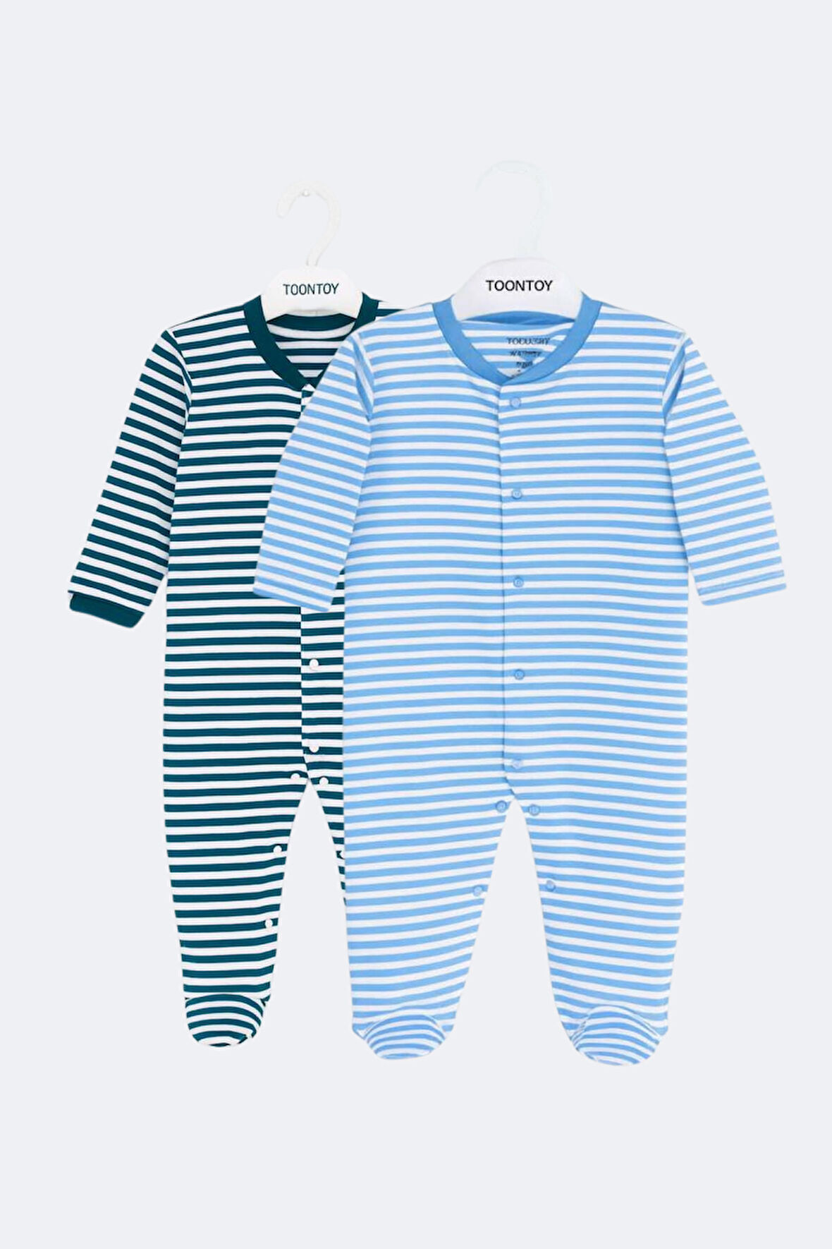 Toontoy Unisex Çizgili 2 Li Patikli Tulum