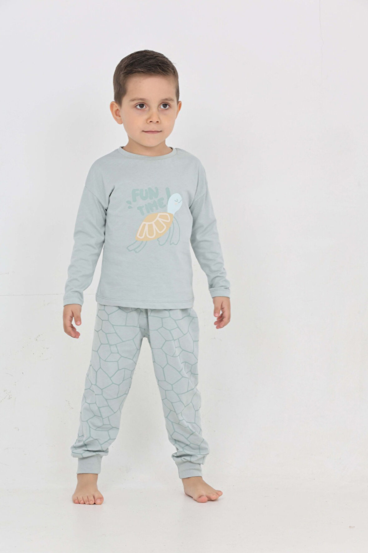 Toontoy Erkek Çocuk Kaplumbağa Baskılı Pijama Takım