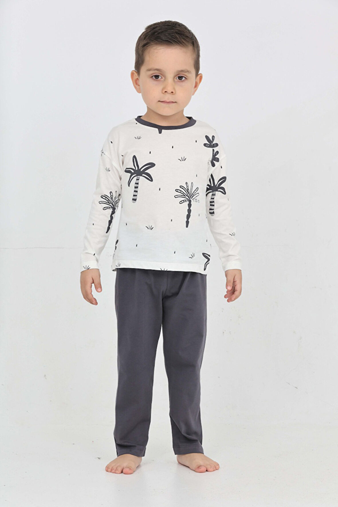 Toontoy Erkek Çocuk Palmiye Baskılı Pijama Takım
