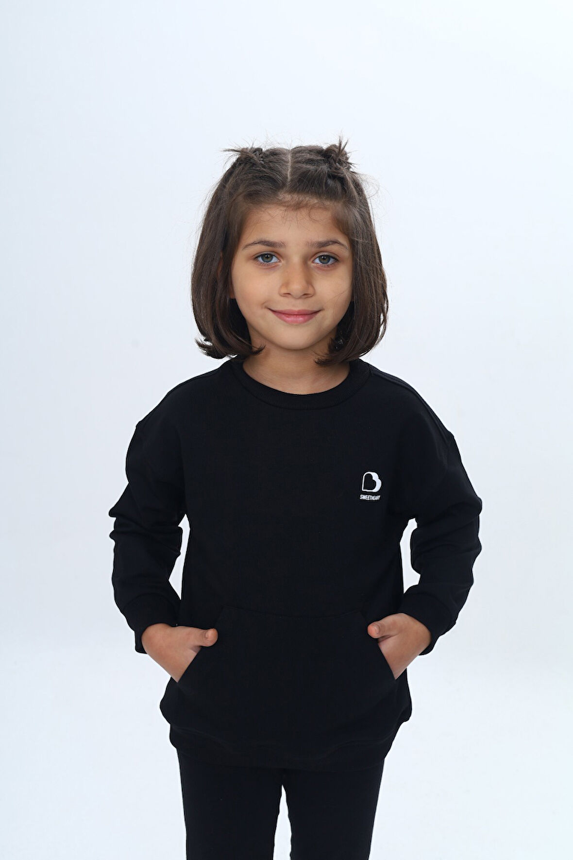 Toontoy Kız Çocuk Mini Kalp Baskılı Sweatshirt