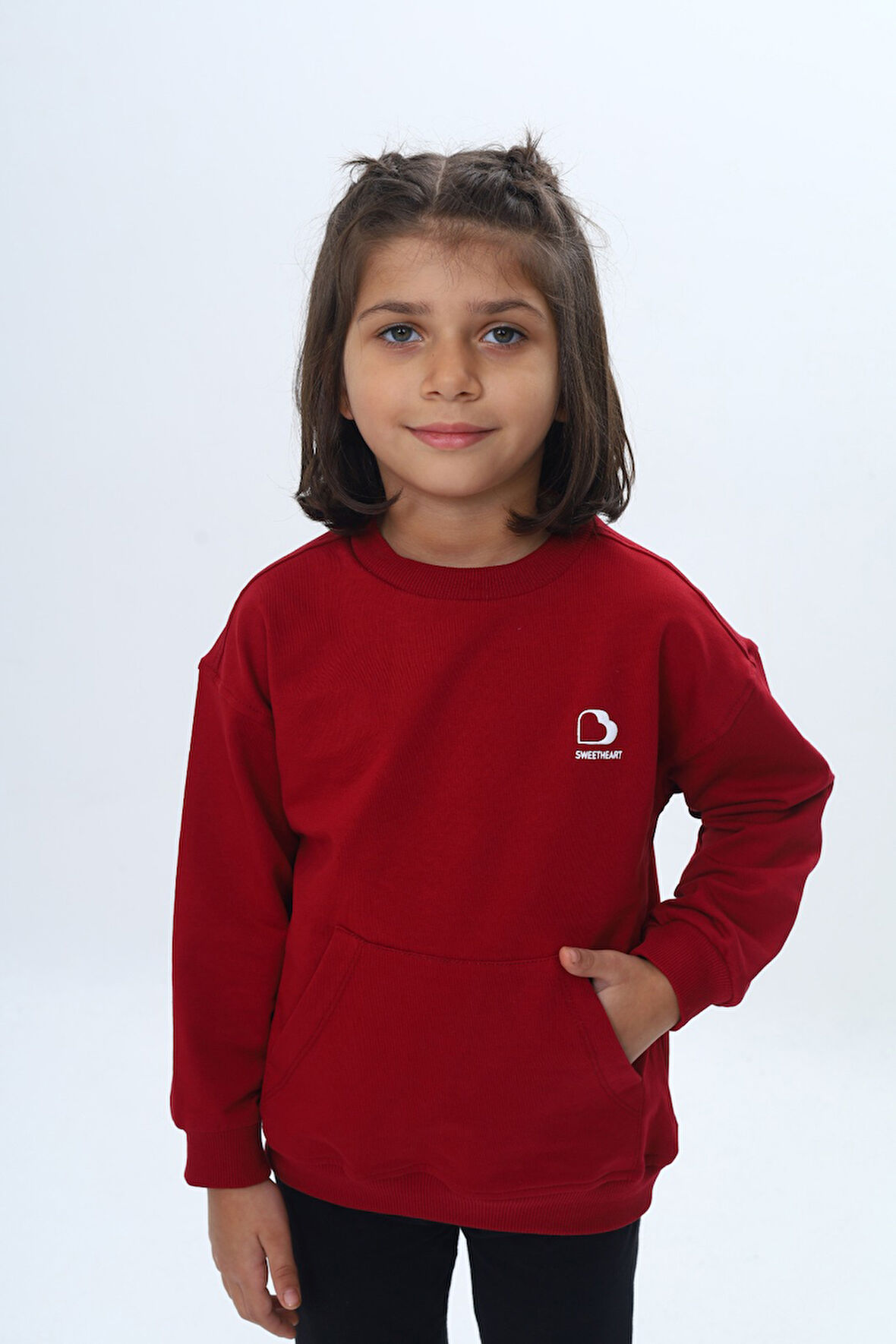 Toontoy Kız Çocuk Mini Kalp Baskılı Sweatshirt