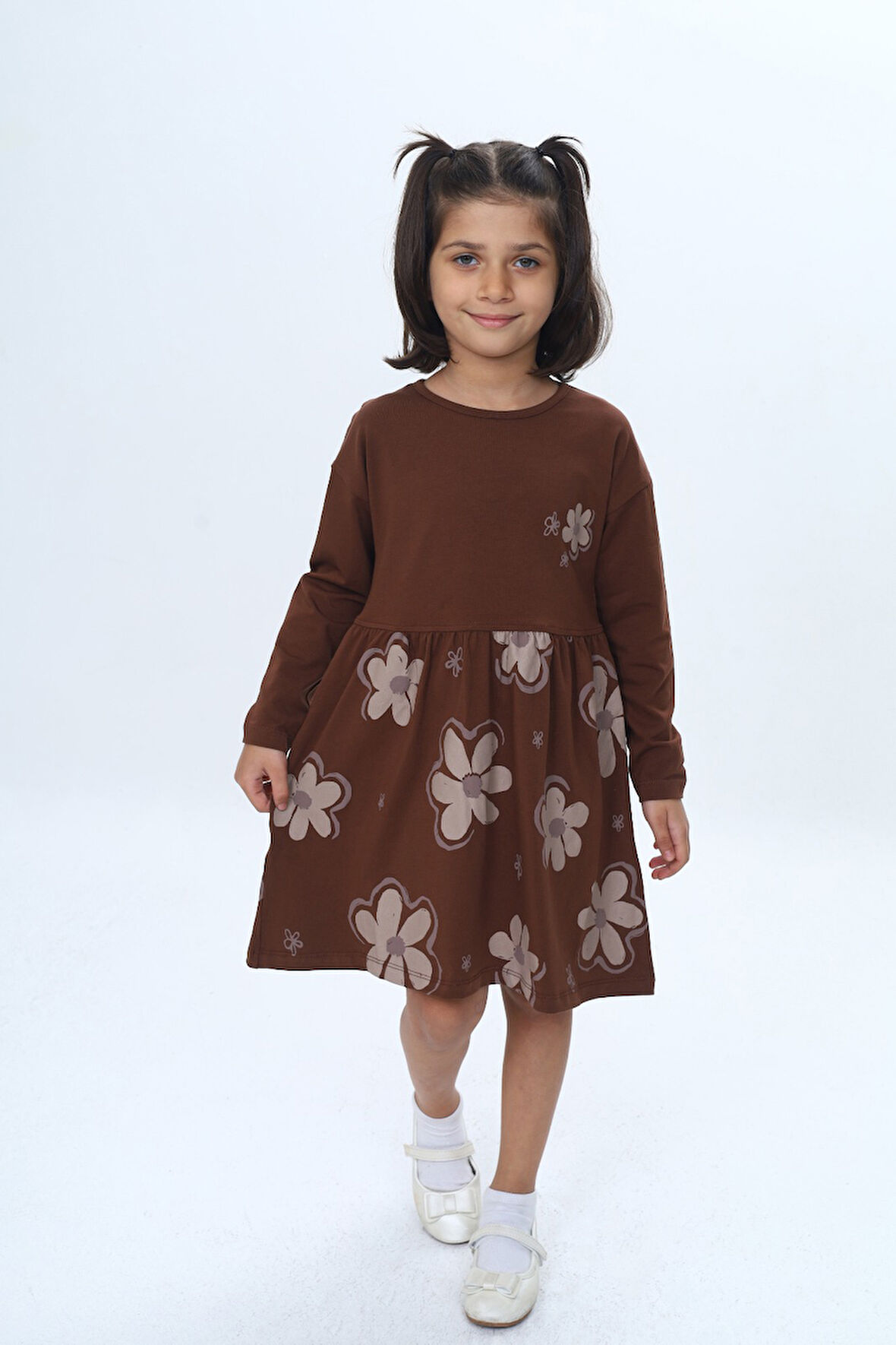 Toontoy Kız Çocuk Çiçek Baskılı Elbise