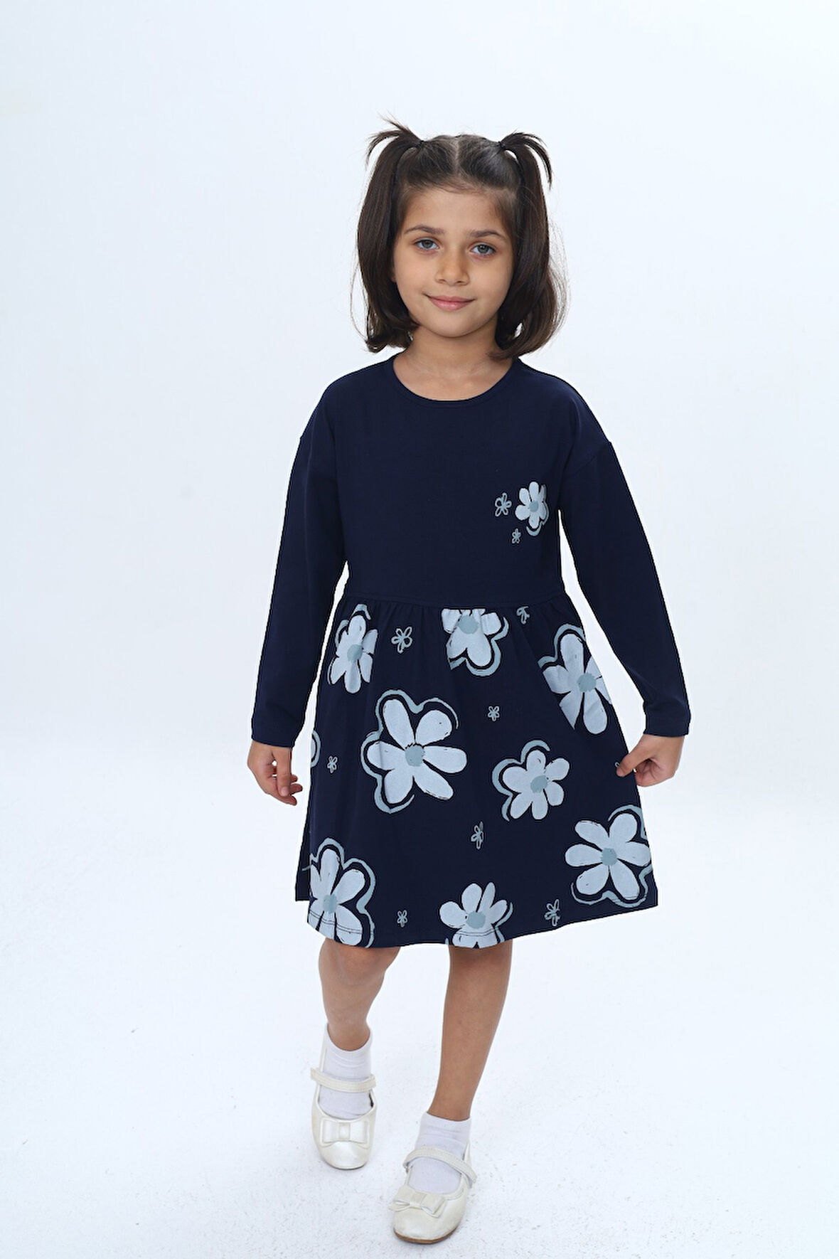 Toontoy Kız Çocuk Çiçek Baskılı Elbise