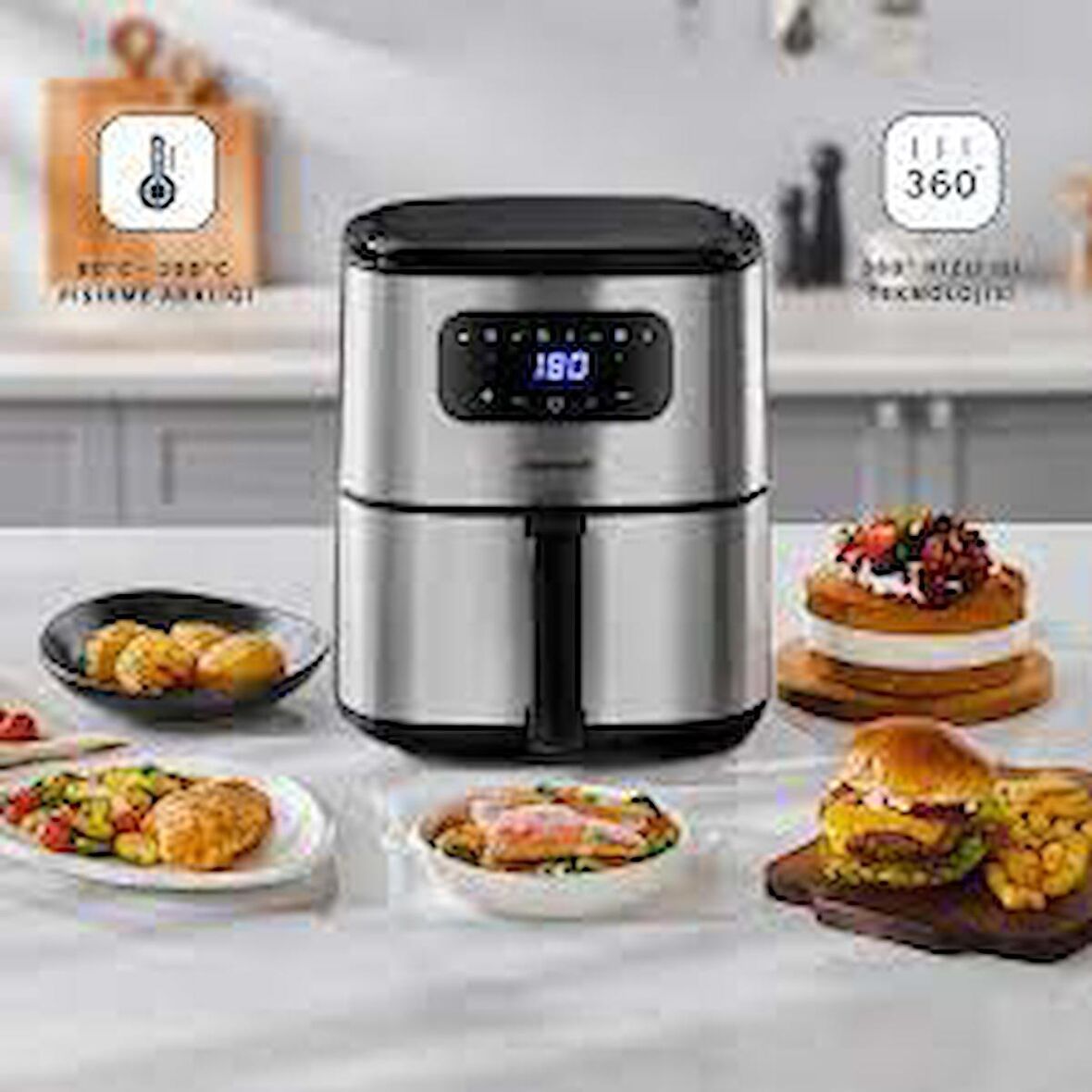 Homend Airfryday 2503H 4.1 lt Yağsız Airfryer Inox