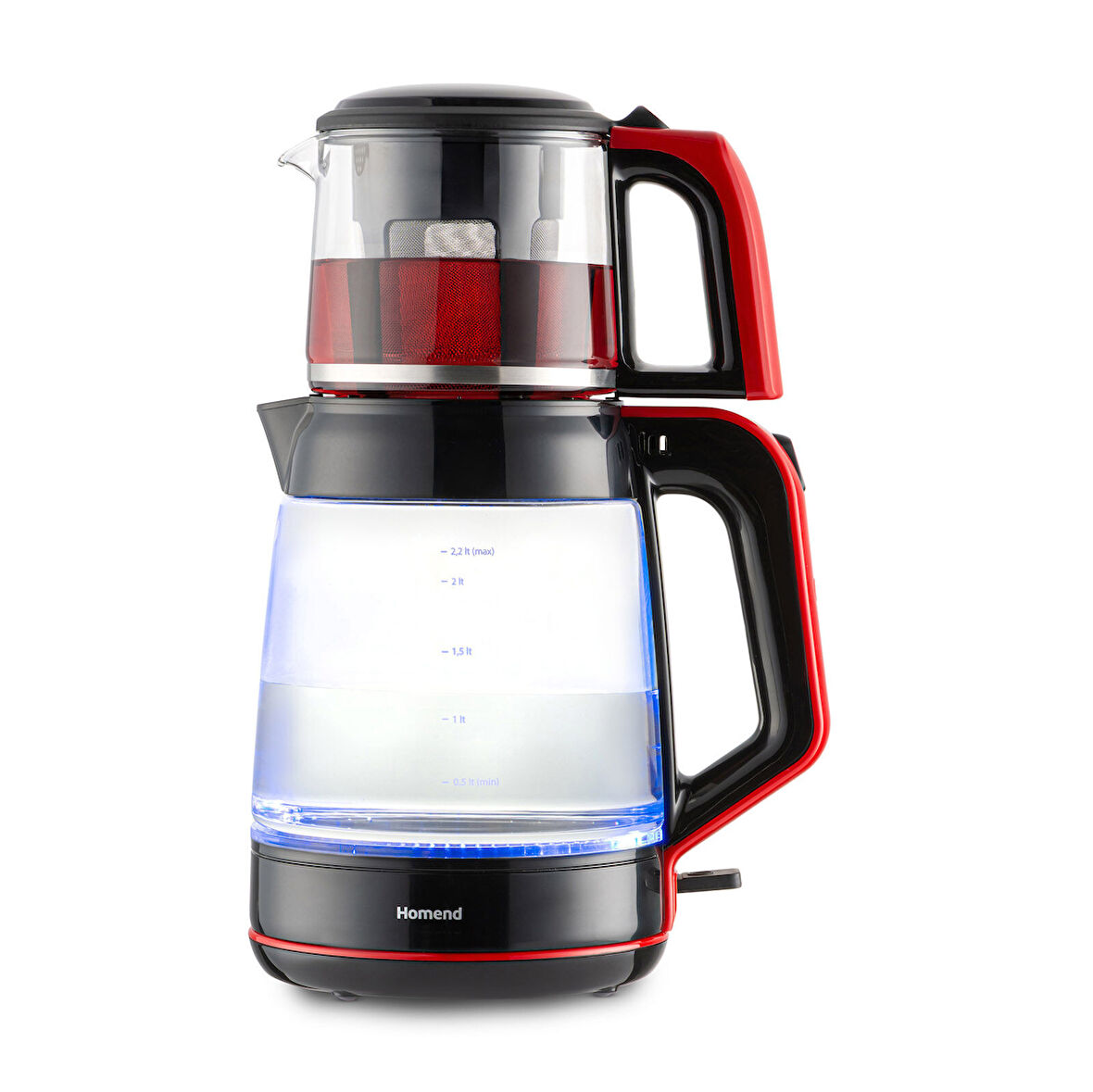 Homend Infinity 1764H Cam Çay Makinesi Siyah Kırmızı