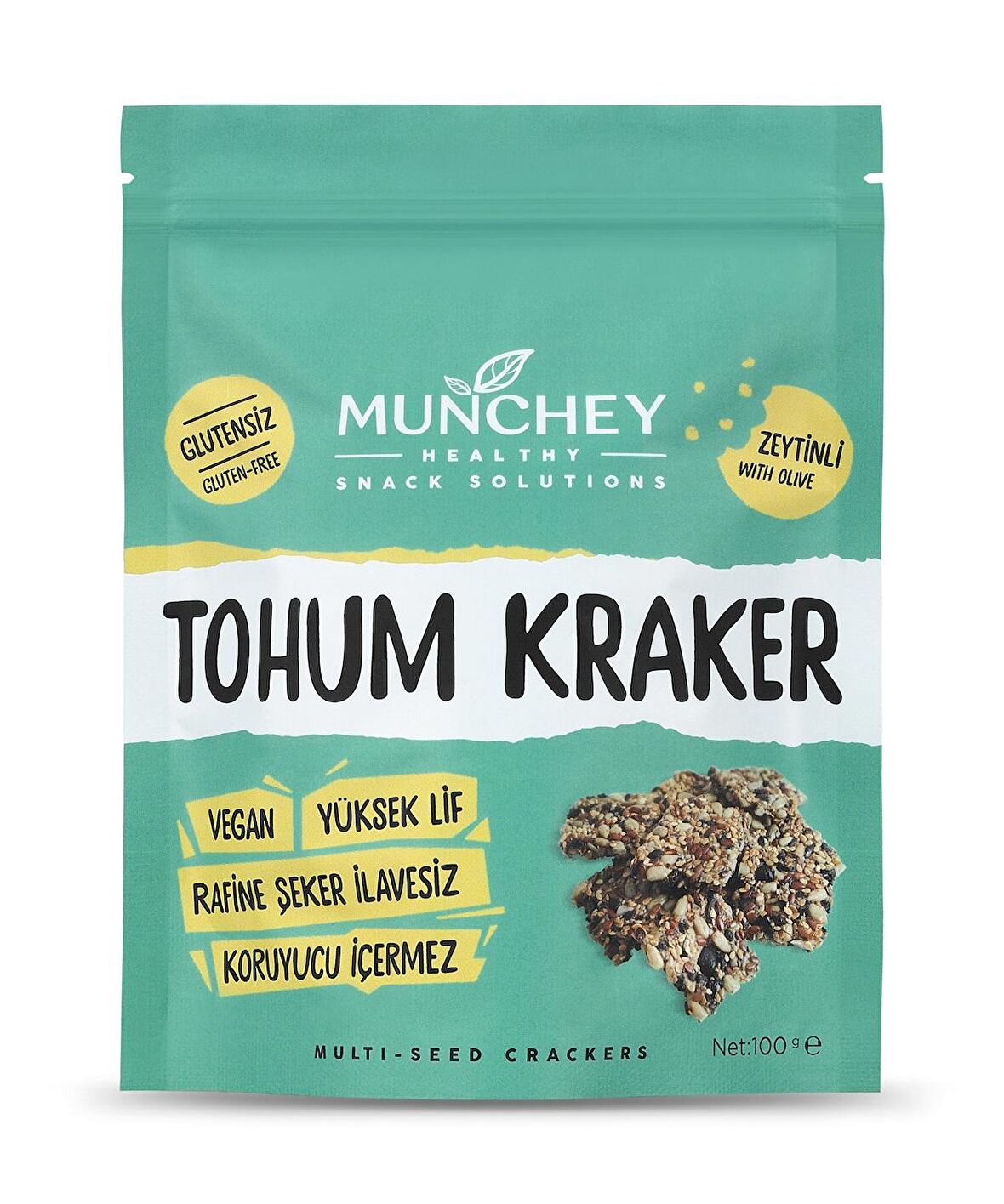 Munchey Büyük Boy Zeytinli Tohum Kraker 100g