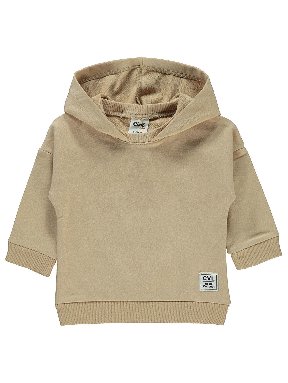 Civil Baby Erkek Bebek Kapüşonlu Sweatshirt 6-18 Ay Sütlü Kahve