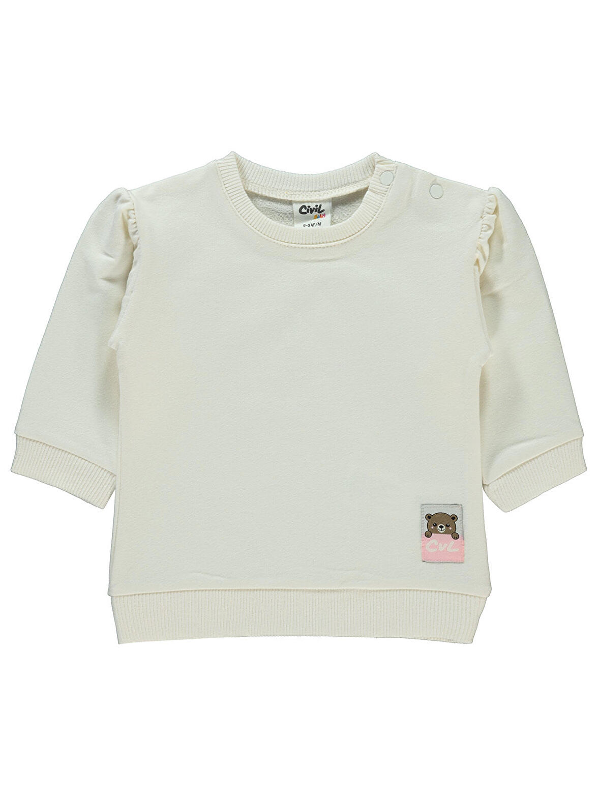 Civil Baby Kız Bebek Sweatshirt 6-18 Ay Ekru