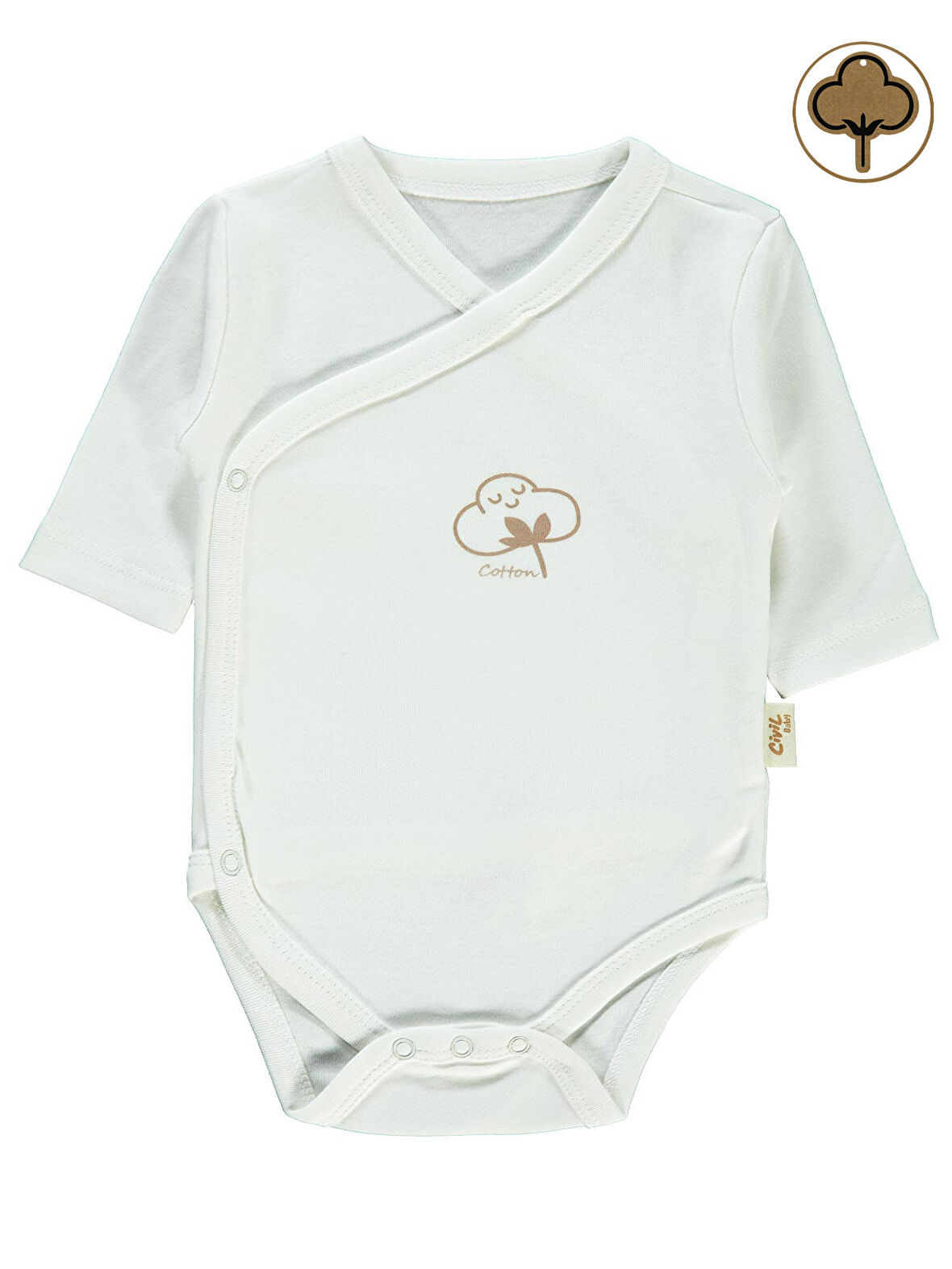 Civil Baby Bebek Organik Çıtçıtlı Badi 0-6 Ay Ekru