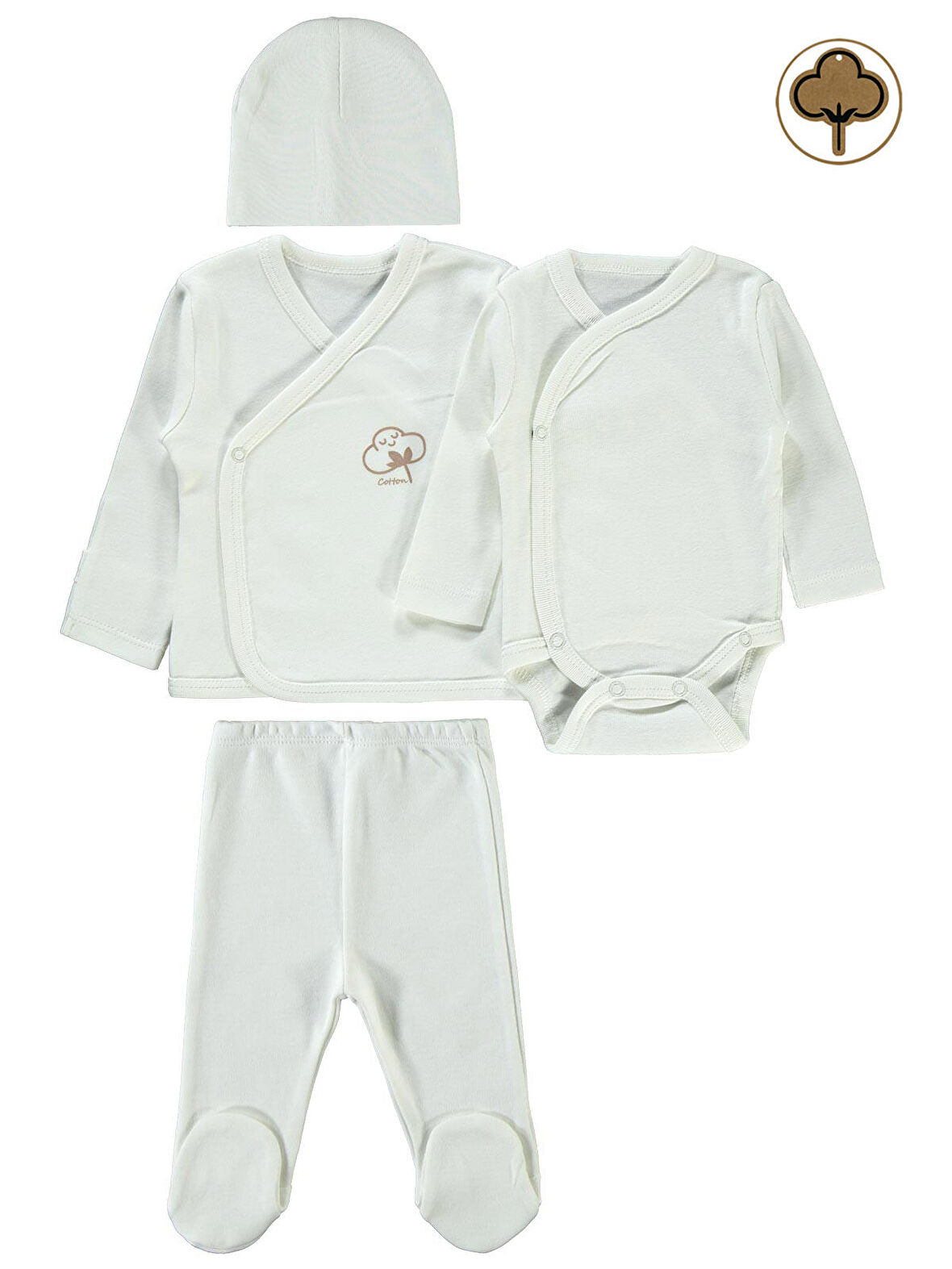 Civil Baby Organik Prematüre Zıbın Takımı Ekru