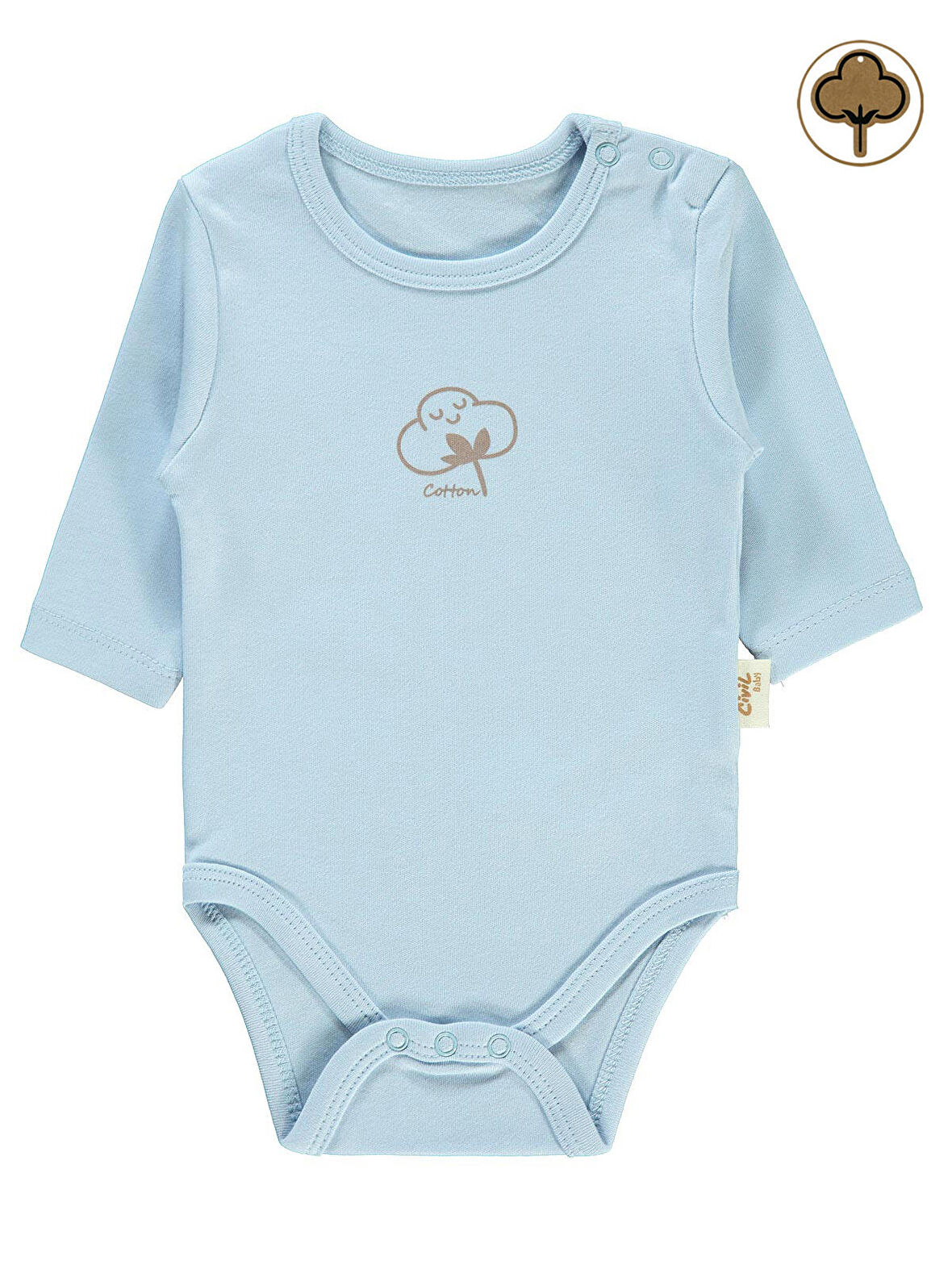 Civil Baby Bebek Organik Çıtçıtlı Badi 0-18 Ay Mavi