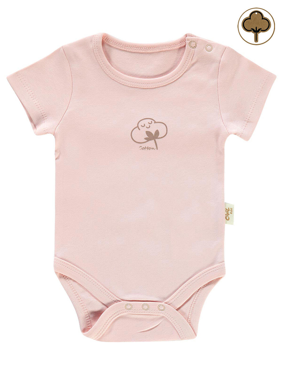 Civil Baby Bebek Organik Çıtçıtlı Badi 0-18 Ay Pembe