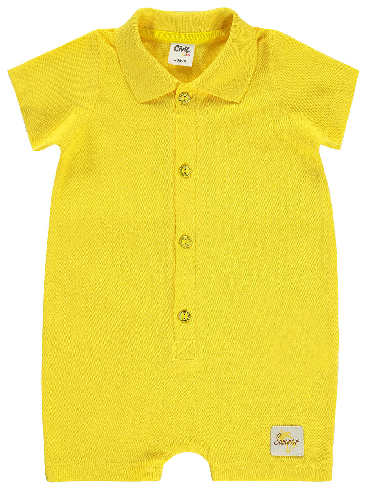Civil Baby Erkek Bebek Patiksiz Tulum 6-18 Ay Sarı