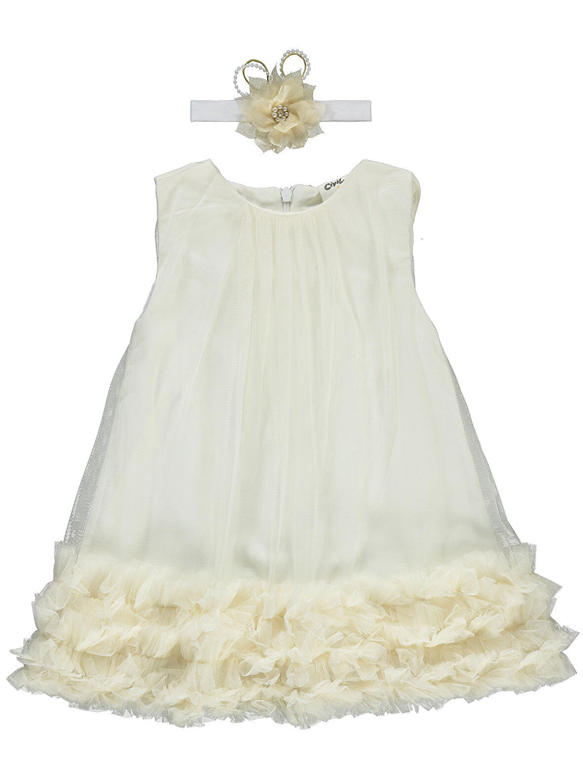 Civil Baby Kız Bebek Elbise 6-18 Ay Ekru