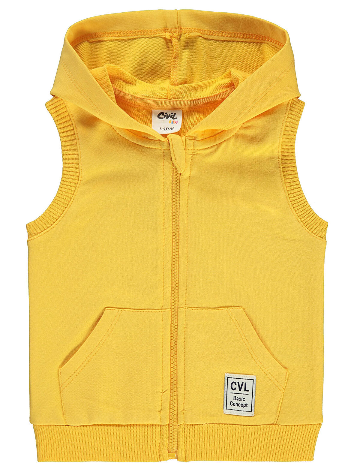 Civil Baby Erkek Bebek Kapüşonlu Yelek 6-18 Ay Sarı