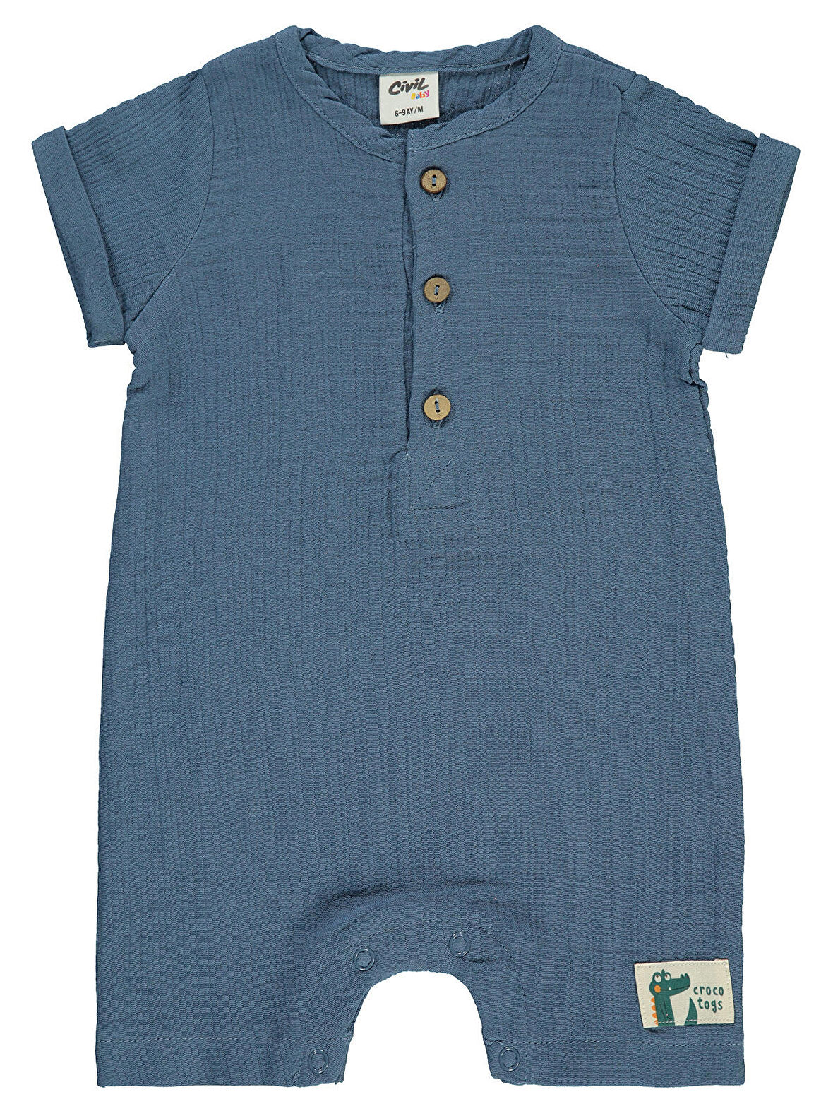 Civil Baby Erkek Bebek Patiksiz Tulum 6-18 Ay İndigo