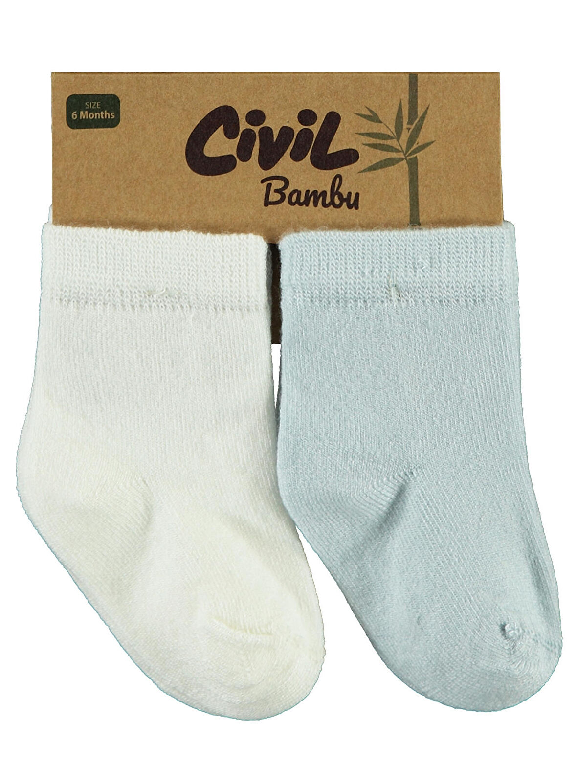 Civil Baby Bebek 2'li Çorap Set 6-18 Ay Ekru-Mavi
