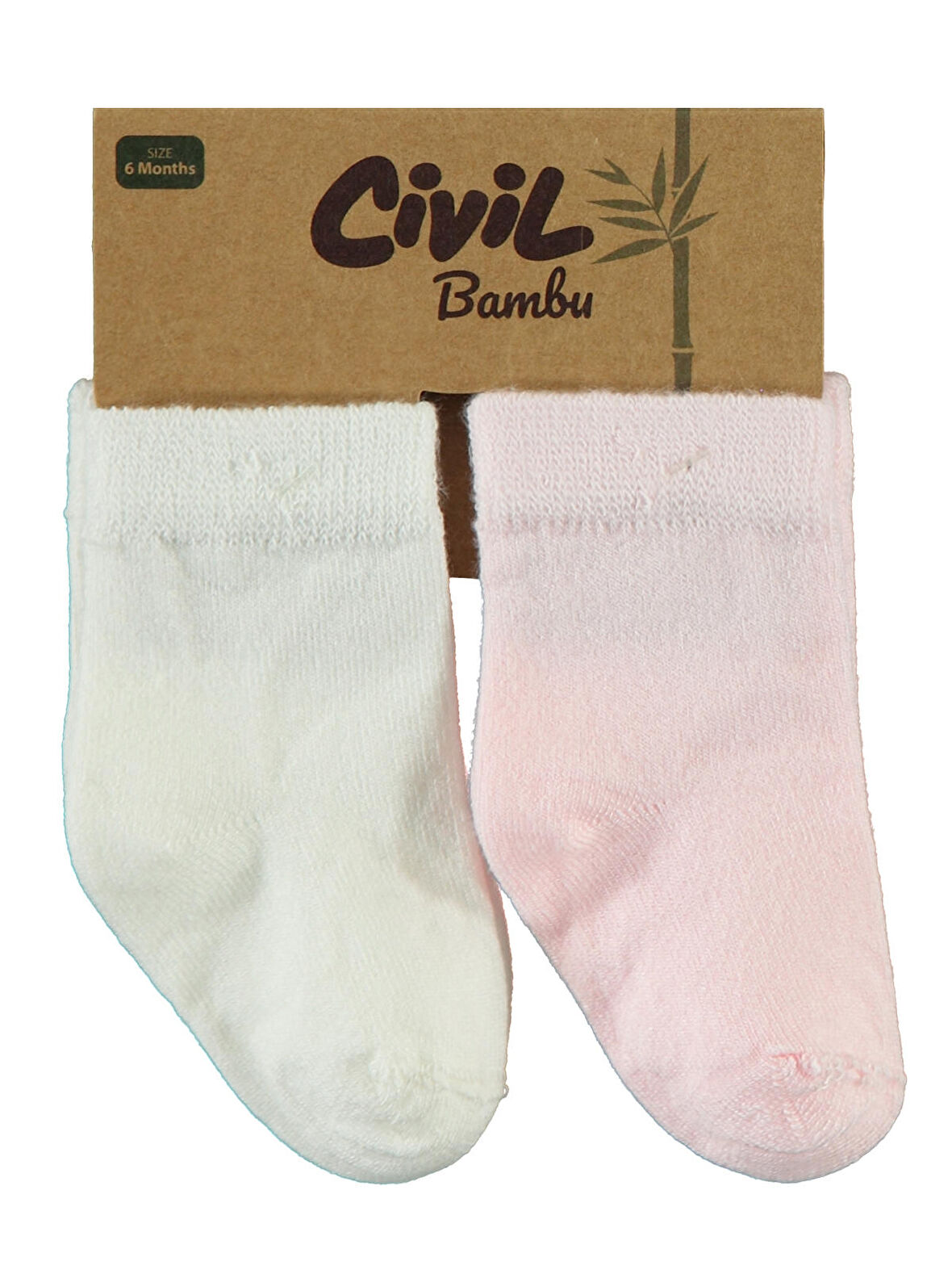 Civil Baby Bebek 2'li Çorap Set 6-18 Ay Ekru-Pembe