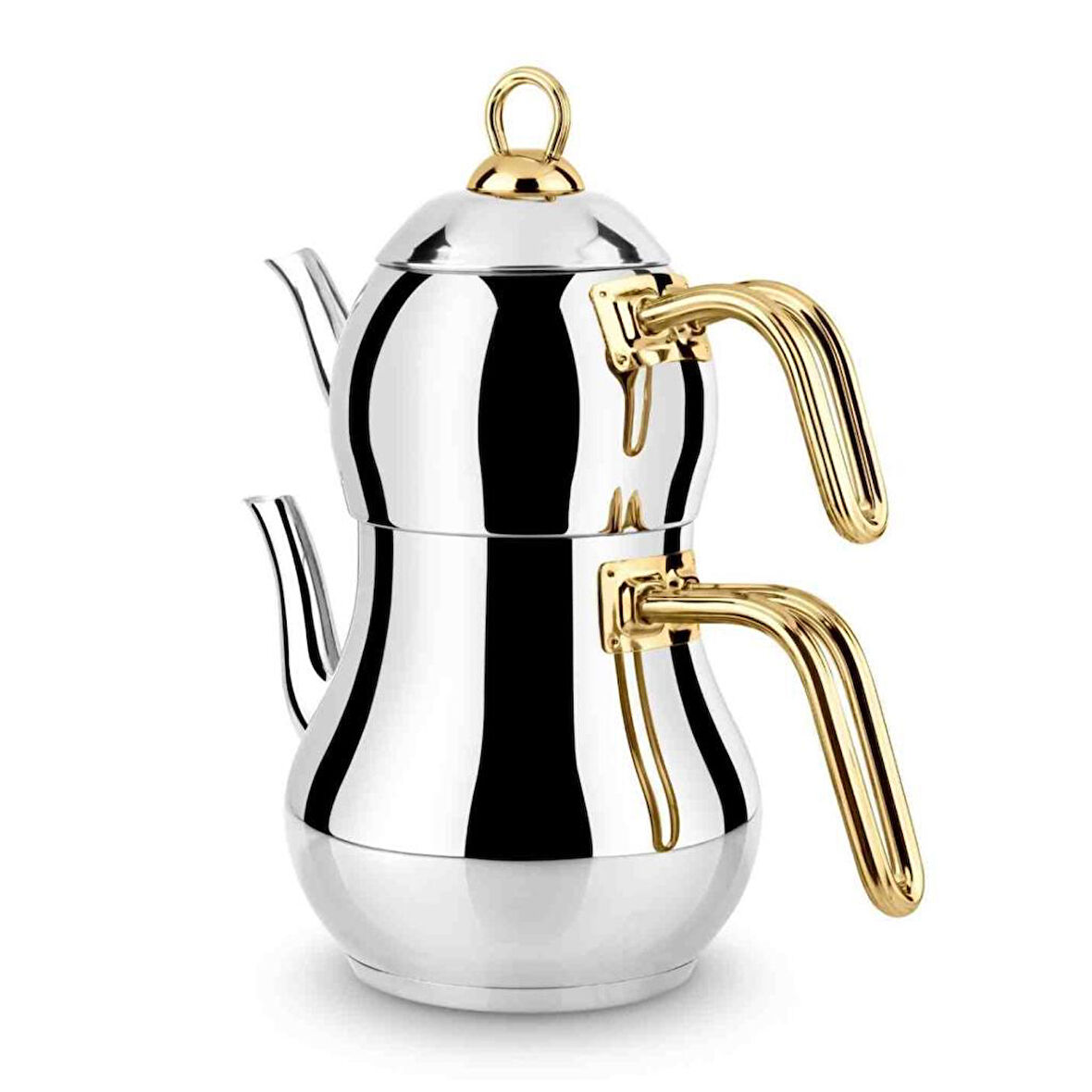 Yonca Lines Şahmeran Orta Boy 3 No Çelik Çaydanlık Altın Metal Sap