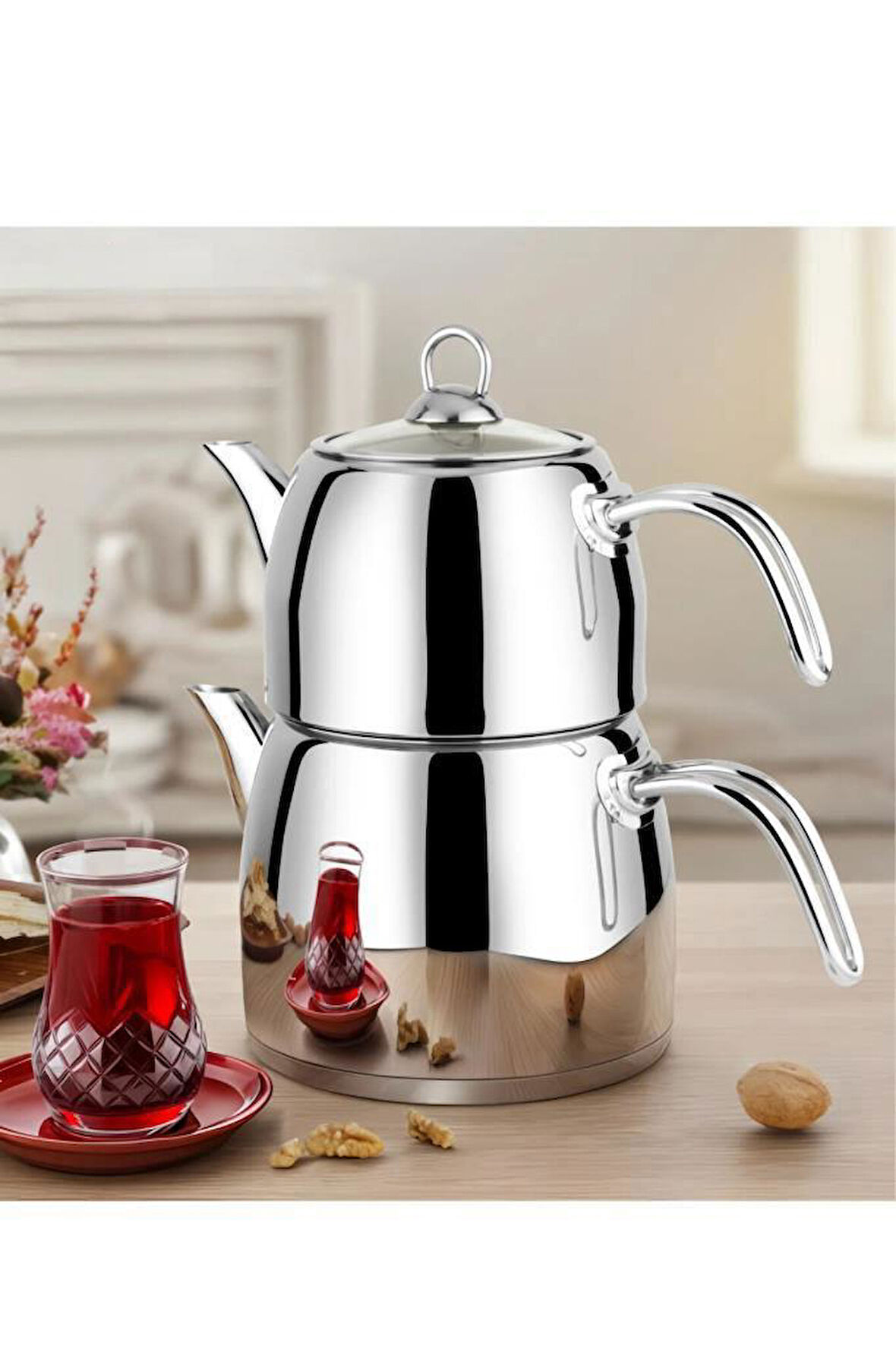 Yonca Lines L-3083 Yıldız Aile Boy Çelik Çaydanlık
