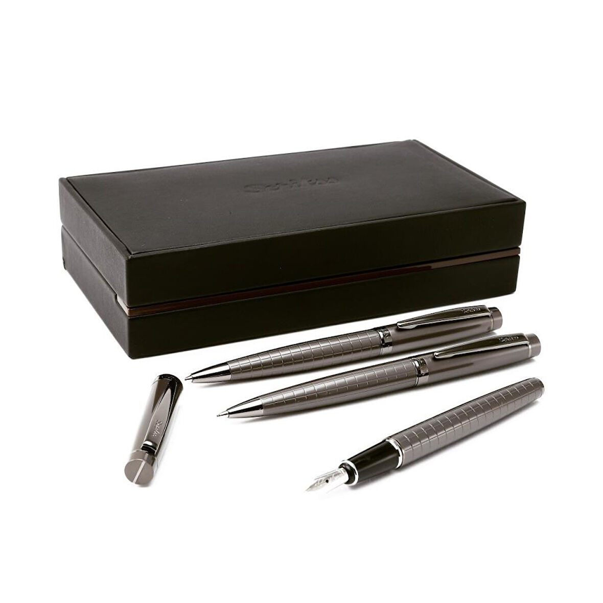 Scrikss Marka 3 lü Kalem Seti Lüks Deri Kutuda