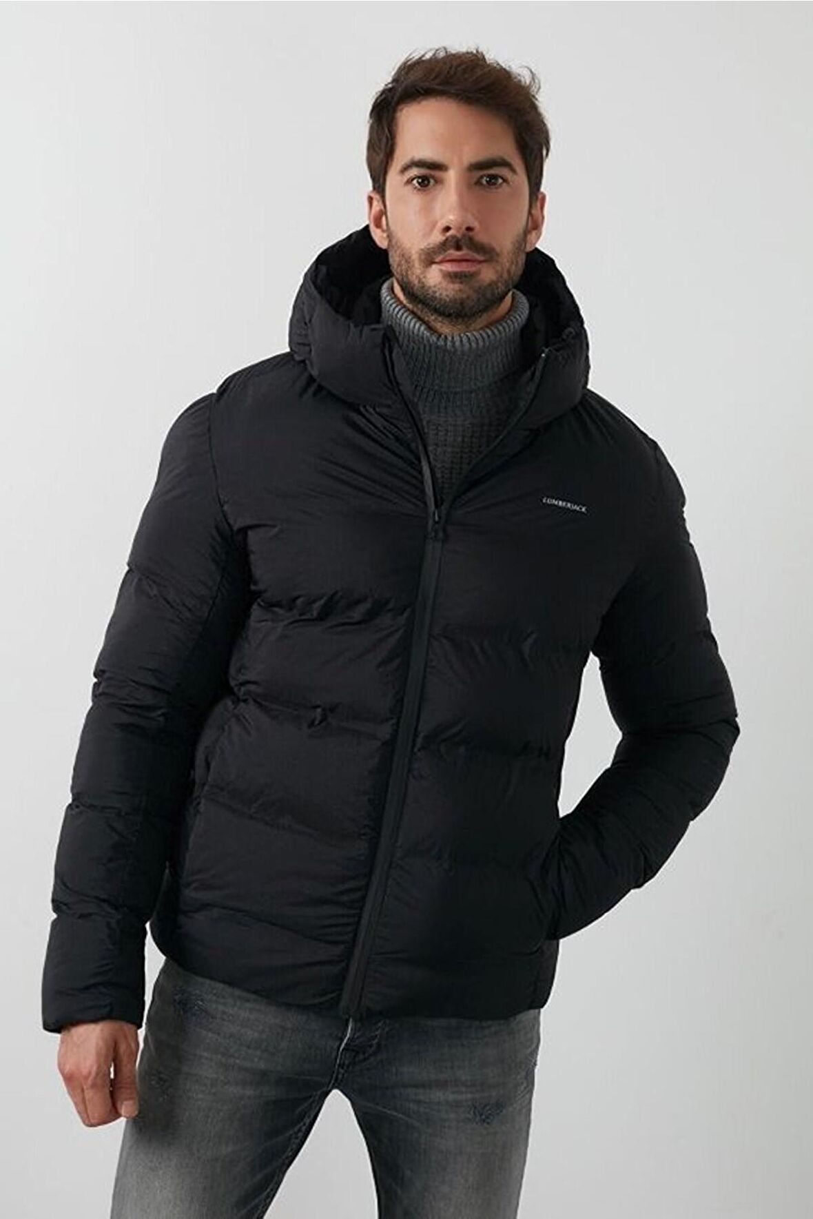 Lumberjack Siyah Erkek Nakışlı Şişme Mont W M-SN22 NOLAN COAT 2P