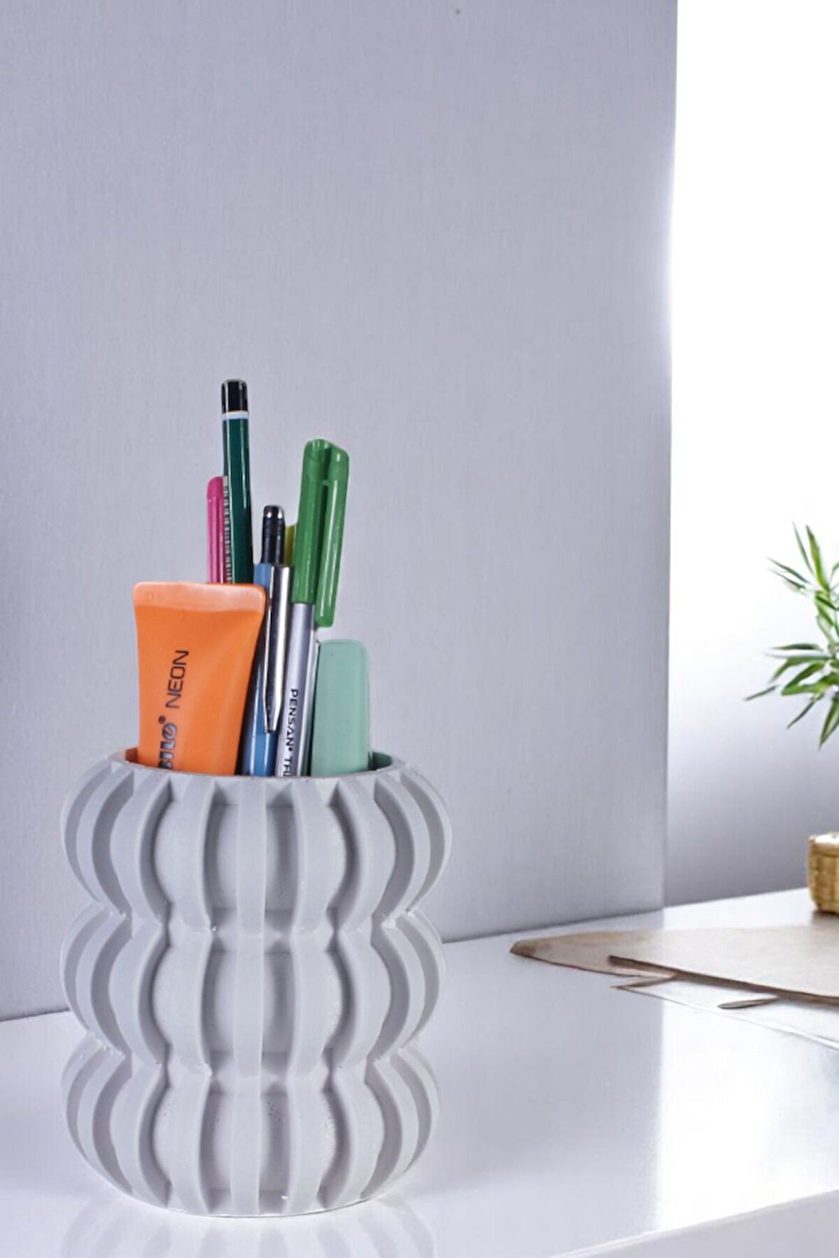 Kalemlik Masa Kalemliği Organizer Kalemlik Beyaz Renk Model 75