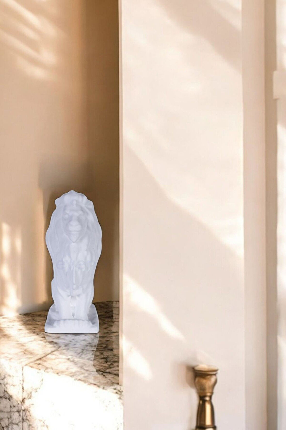 Dekoratif Obje Biblo Ev Dekorasyon Heykel Salon Masa Üstü Süs Eşyası Aslan Gümüş Eskitme Model 57