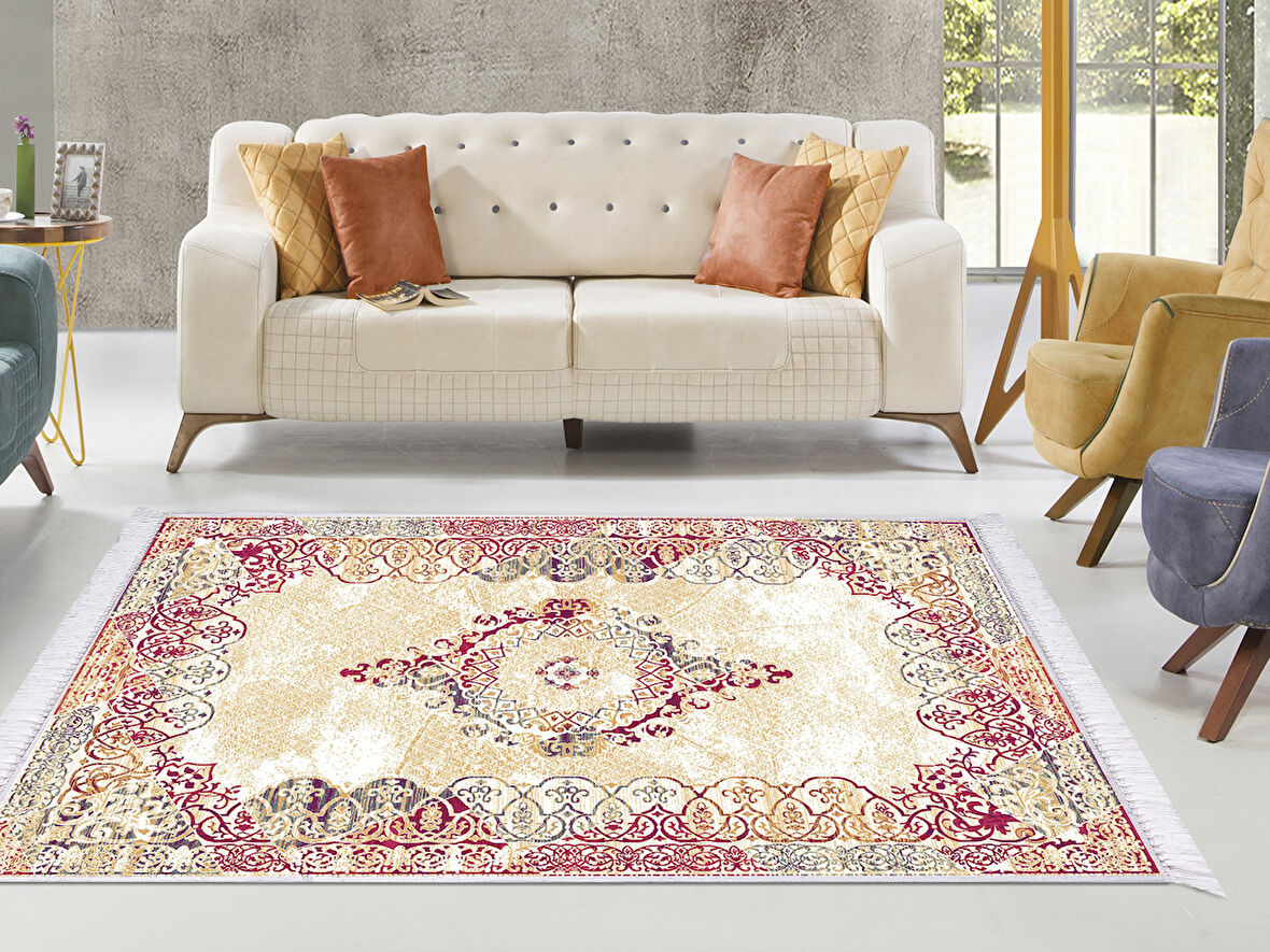 Dekoreko İpek Halı Dijital Saçaklı 2054 Desen 1