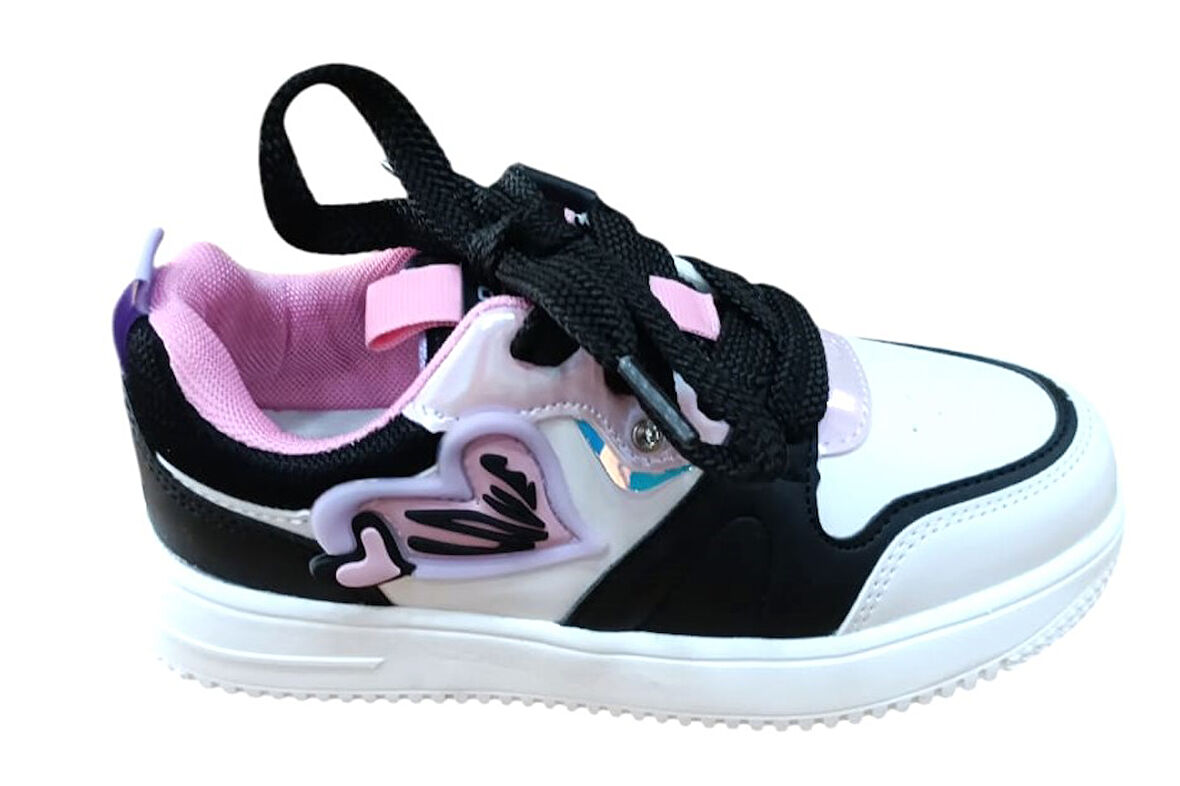 Cool Megan Kız Çocuk Bağcıklı Sneaker Spor Ayakkabı Beyaz - Lila