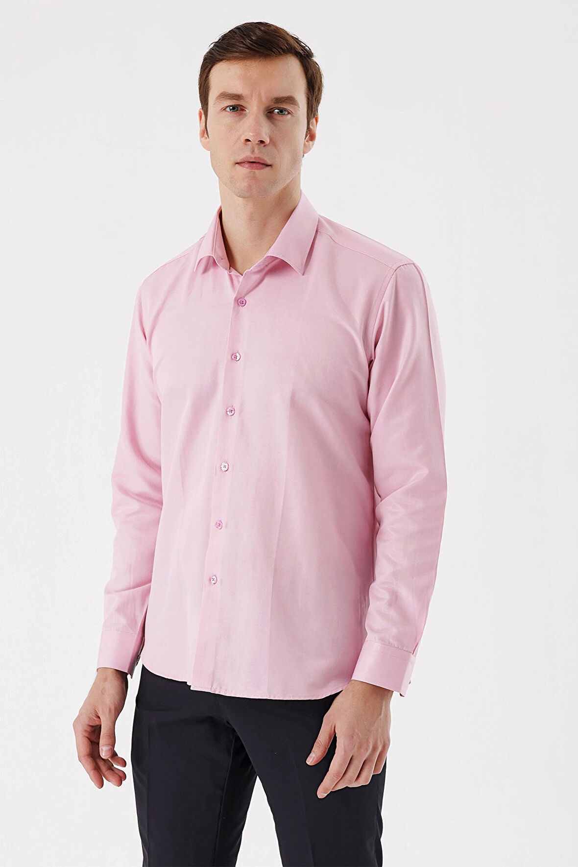 Erkek Pembe Şamre Trend Regular Fit Gömlek