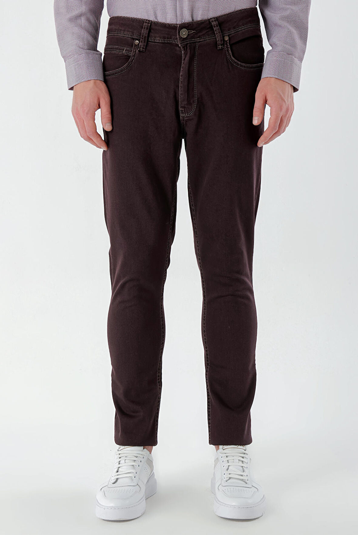  Erkek Bordo Explorer Pamuk 5 Cep Slim Fit Pantolon