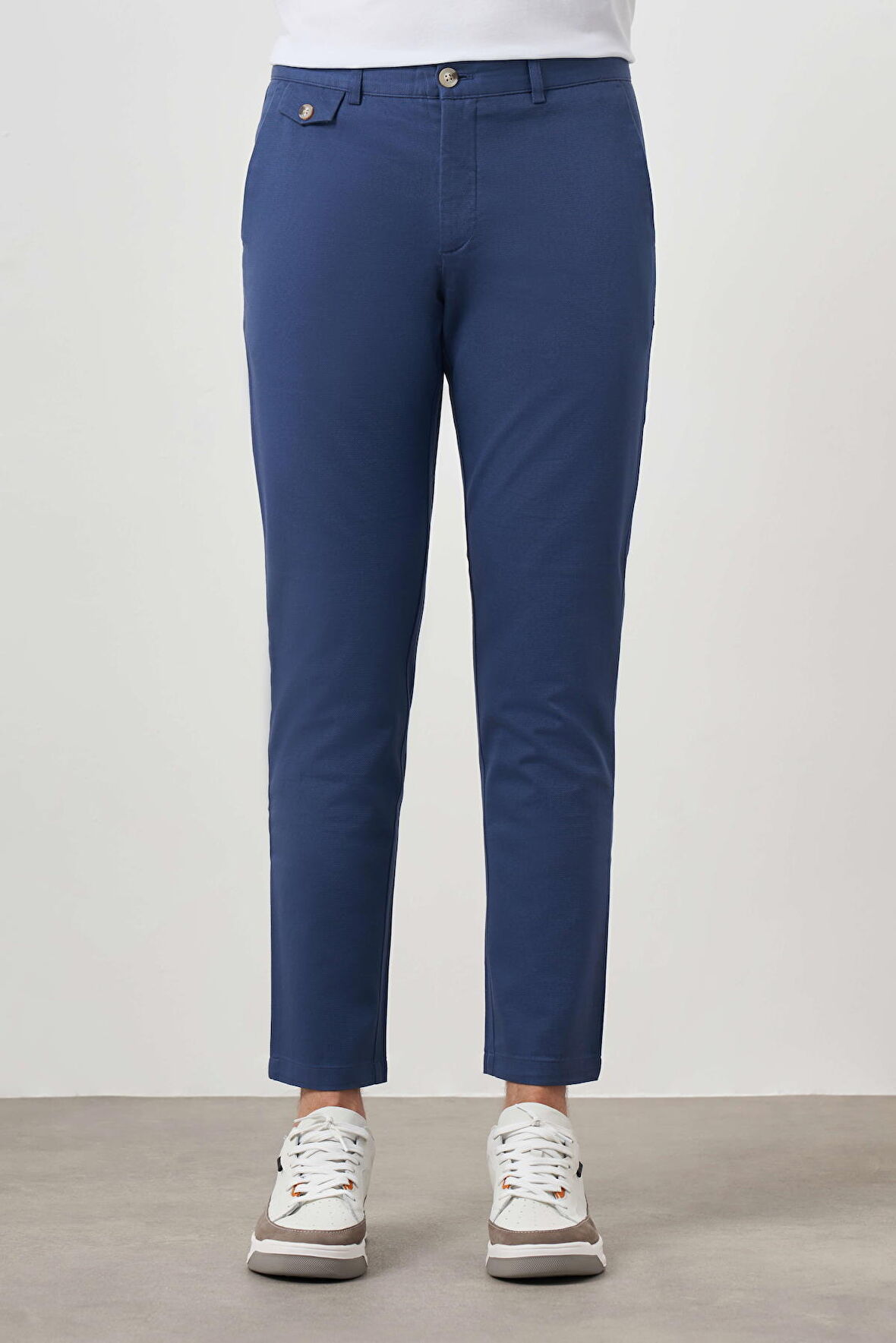  Erkek Marine Casantin Pamuk Yan Cep Chino Spor Pantolon