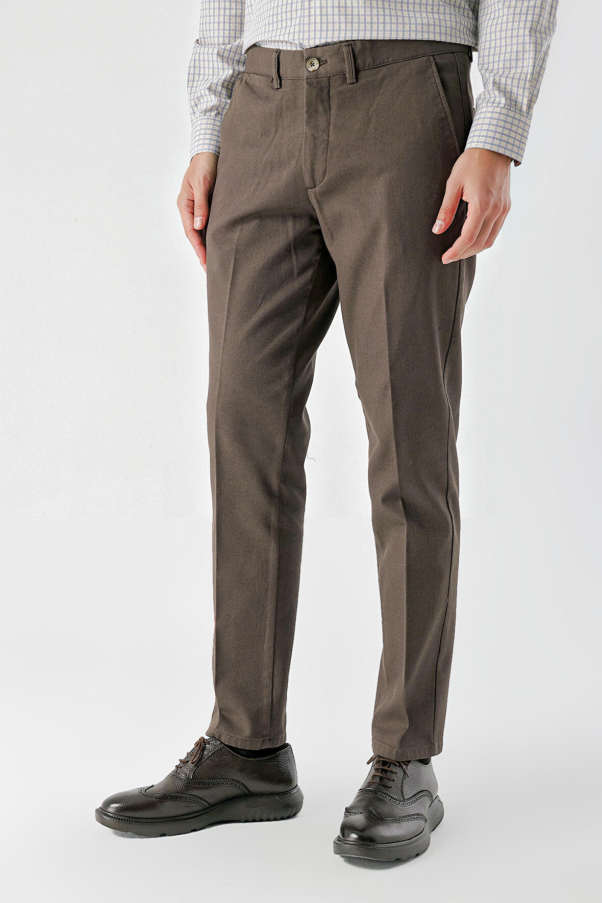  Erkek KAHVE Pamuk Yan Cep Dynamic Fit Chino Pantolon