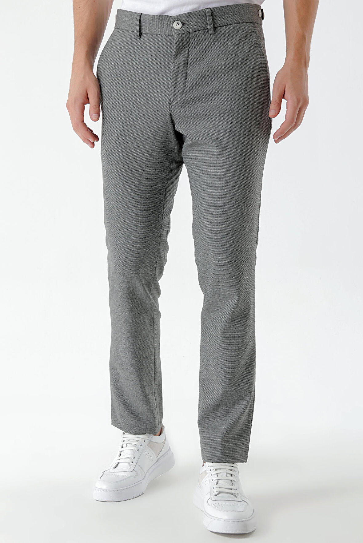  Erkek Füme Poliviskon Trend Desenli Slim Fit Classic Pantolon