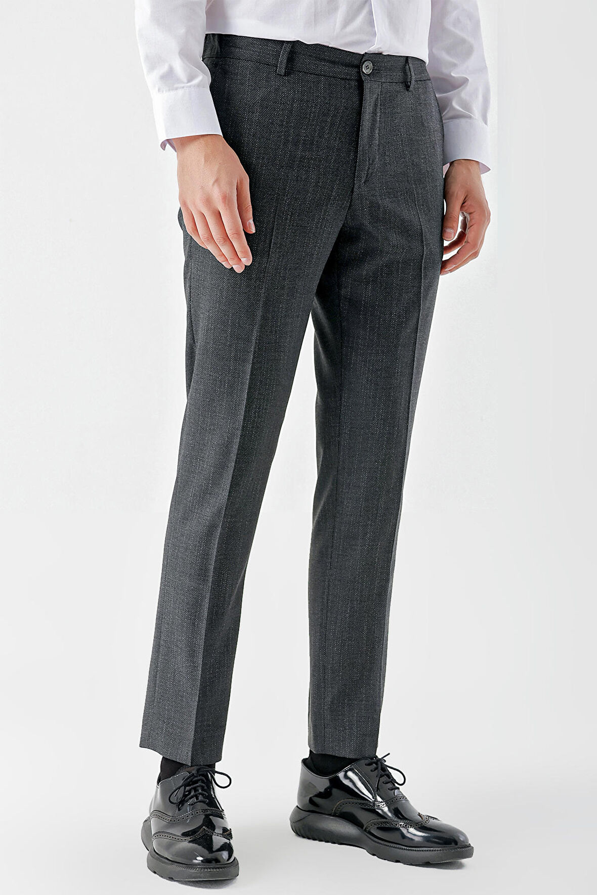  Erkek Füme Poliviskon Trend Desenli Dynamic Fit Classic Pantolon