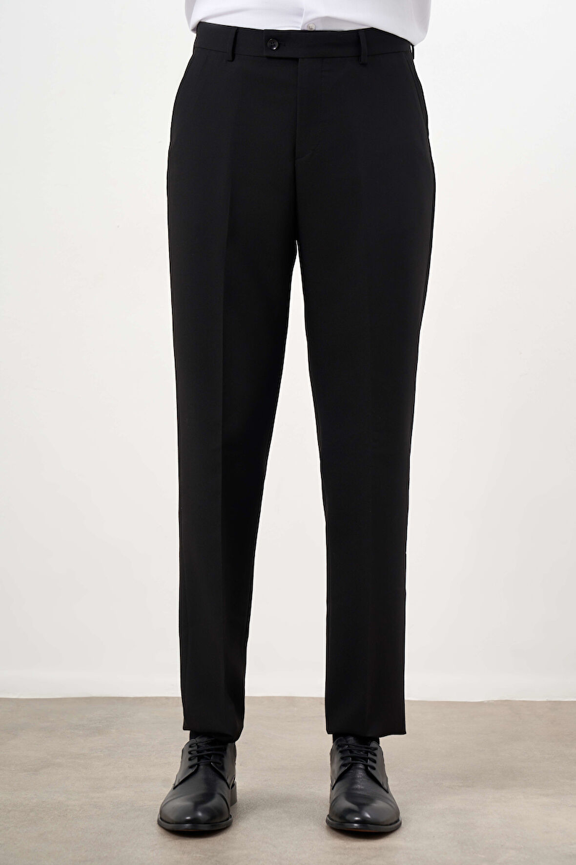  Erkek Siyah Poliviskon Basic Düz Desen Dynamic Fit Classic Pantolon