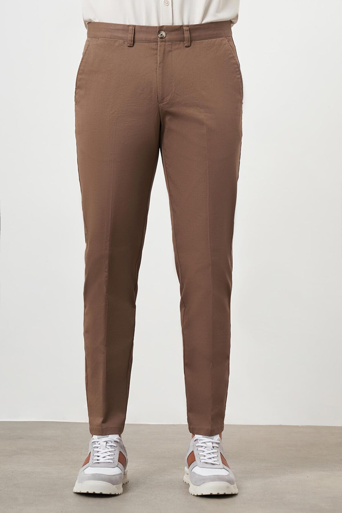  Erkek KAHVE Yazlık Pamuk Yan Cep Dynamic Fit Chino Pantolon