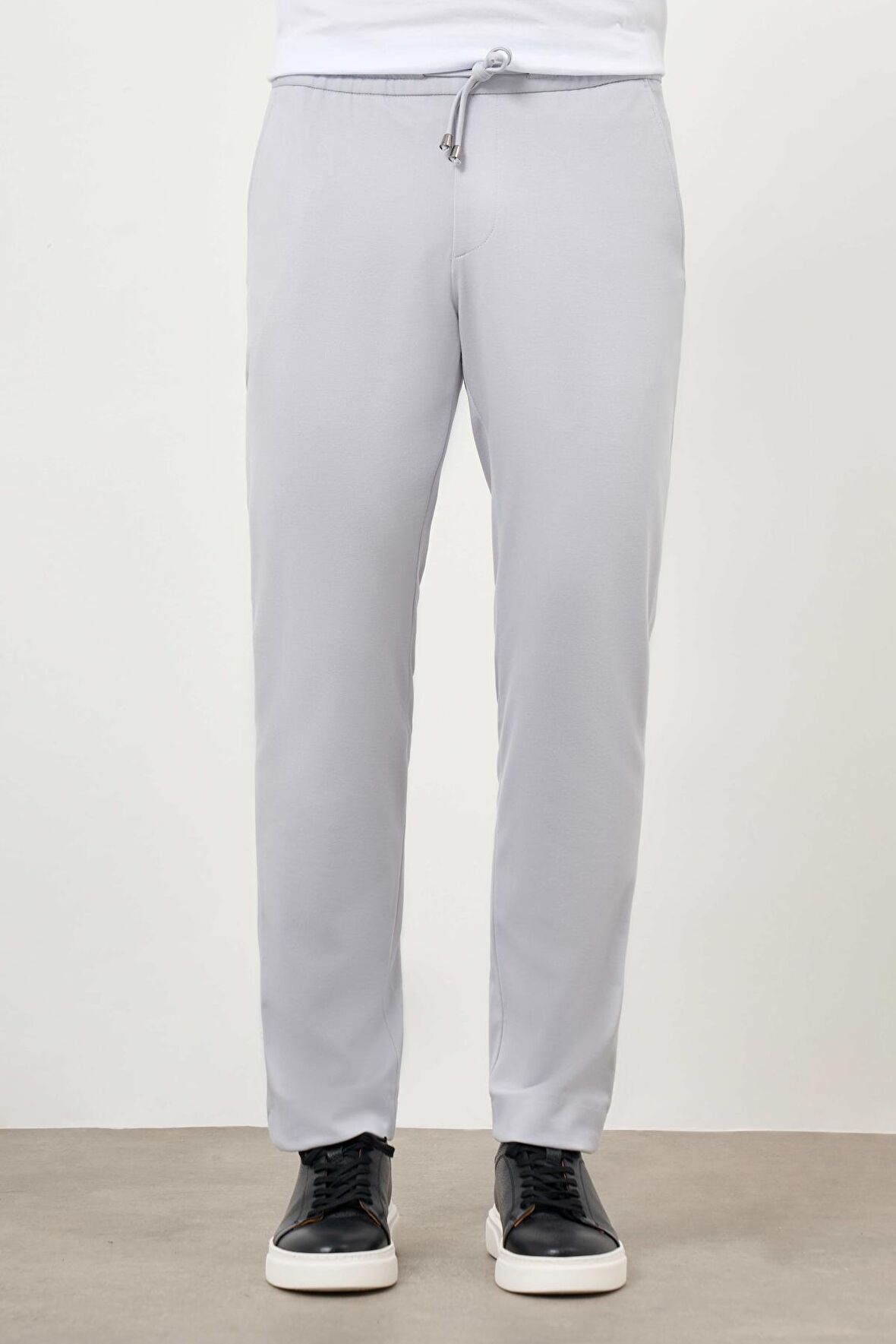  Erkek Gri Poliviskon Trend İpli Jogger Slim Fit Spor Pantolon