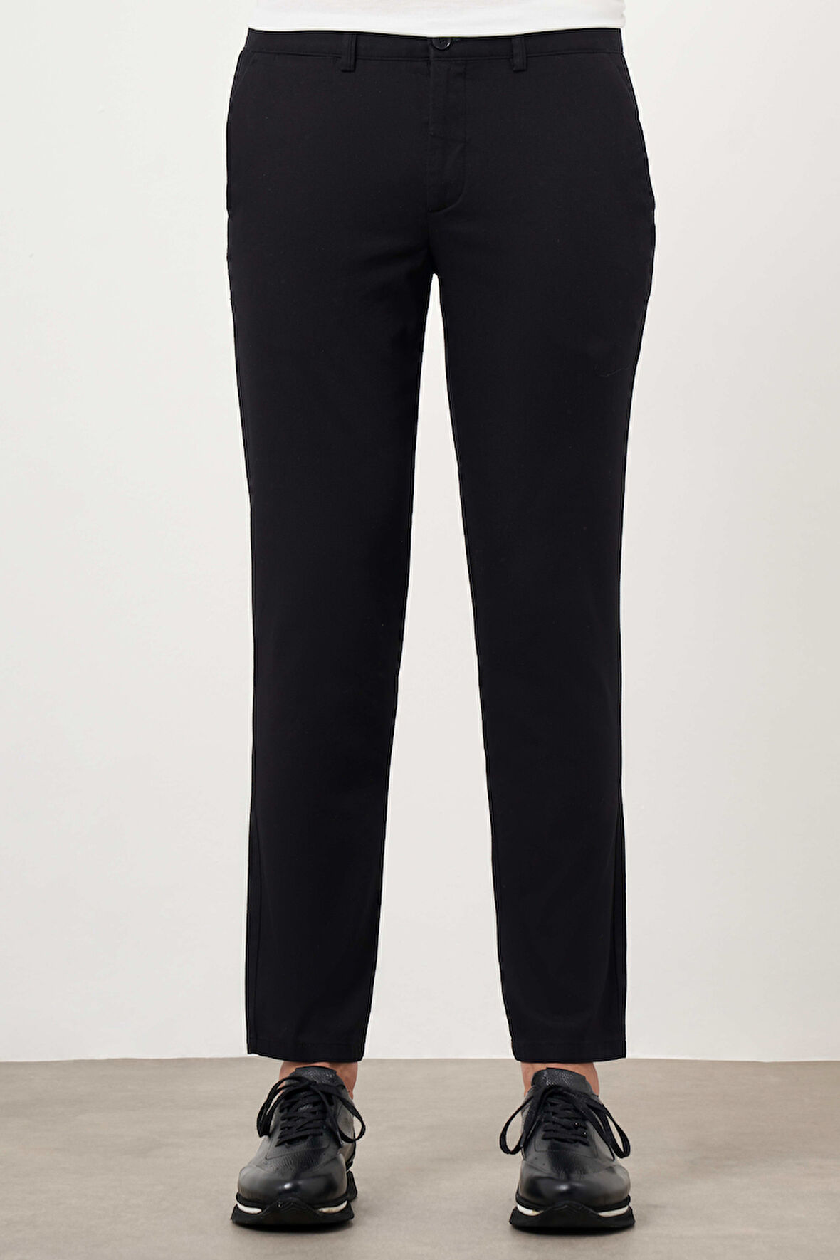 Erkek Siyah Yazlık Pamuk Yan Cep Slim Fit Chino Pantolon