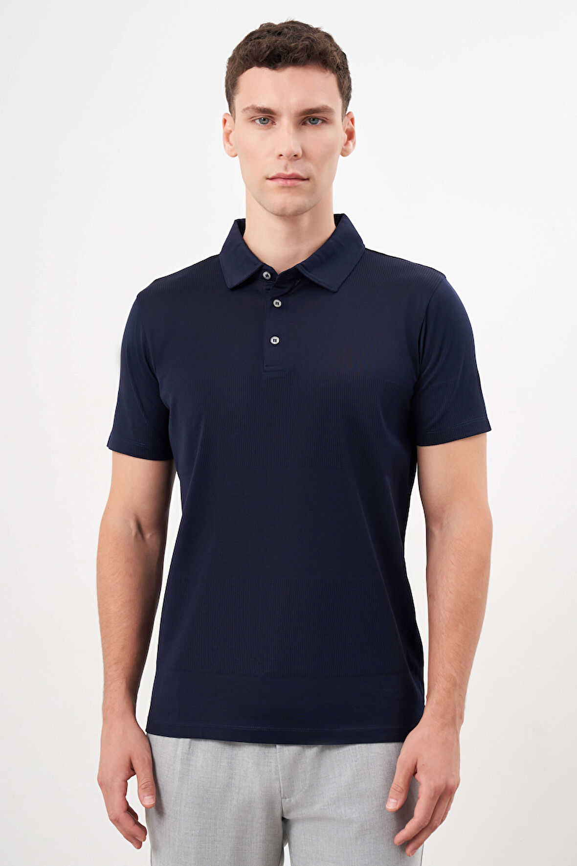  Erkek Lacivert Trend Polo Yaka Dynamic Fit T-Shirt