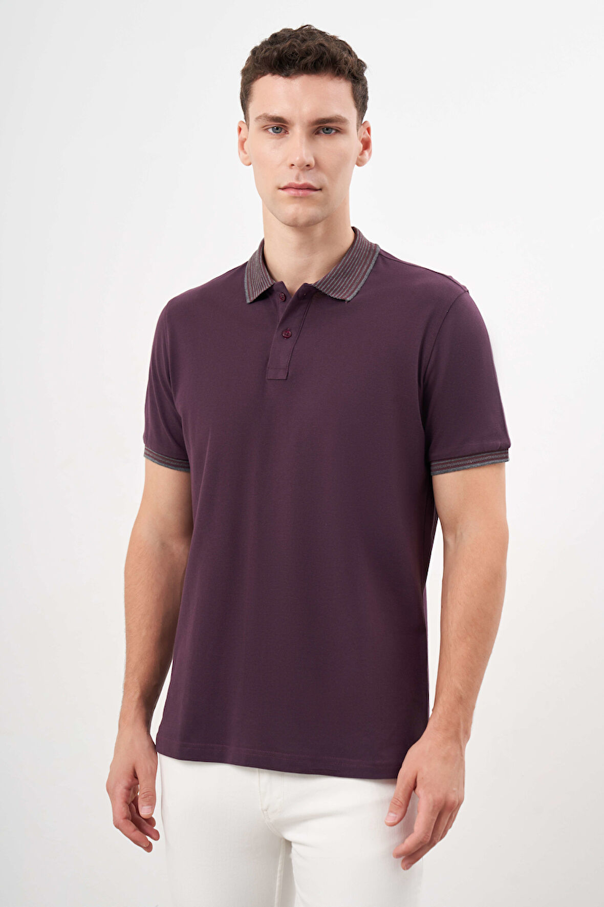  Erkek Mürdüm Trend Polo Yaka Dynamic Fit T-Shirt