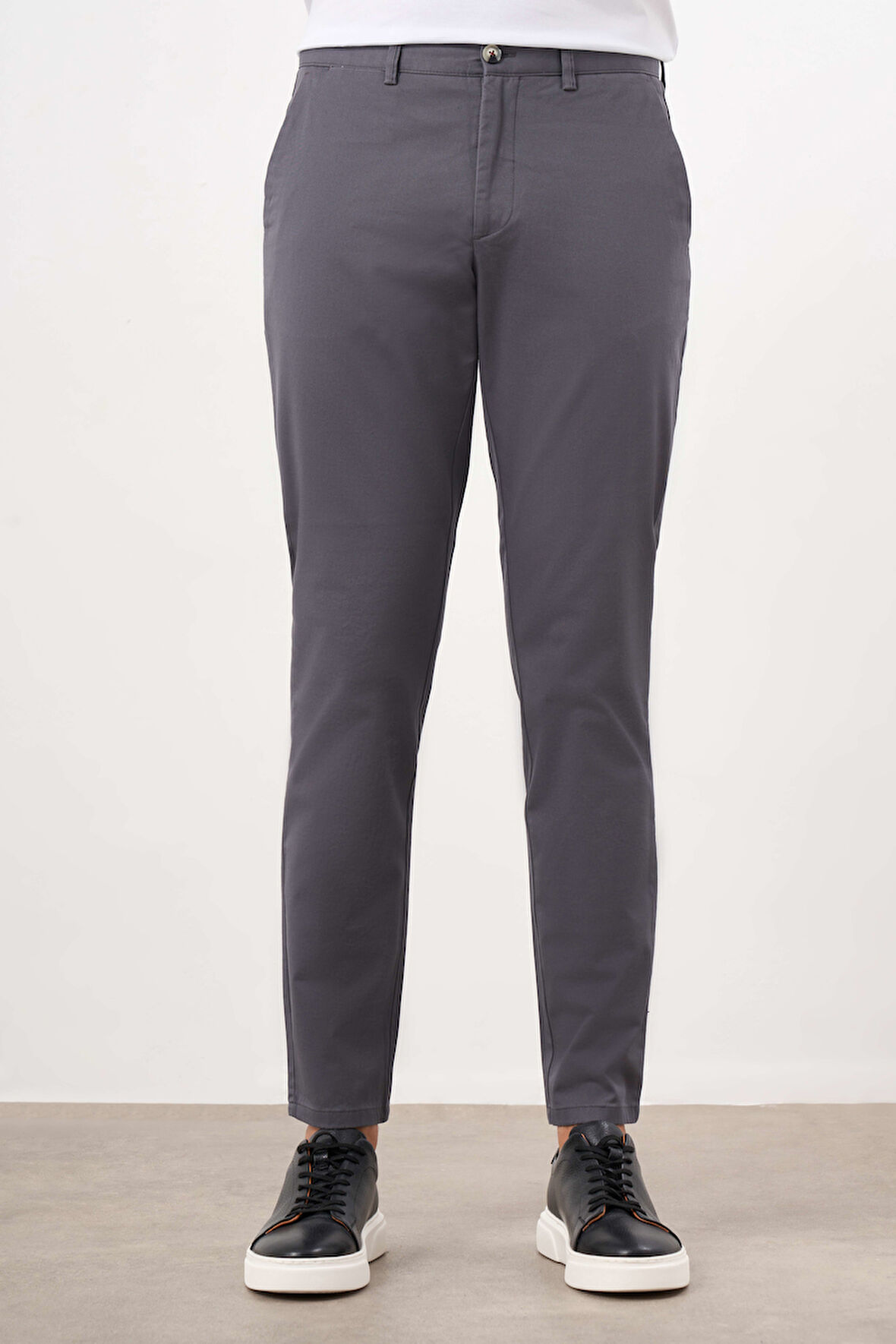  Erkek Füme Mevsimlik Pamuk Yan Cep Slim Fit Chino Pantolon